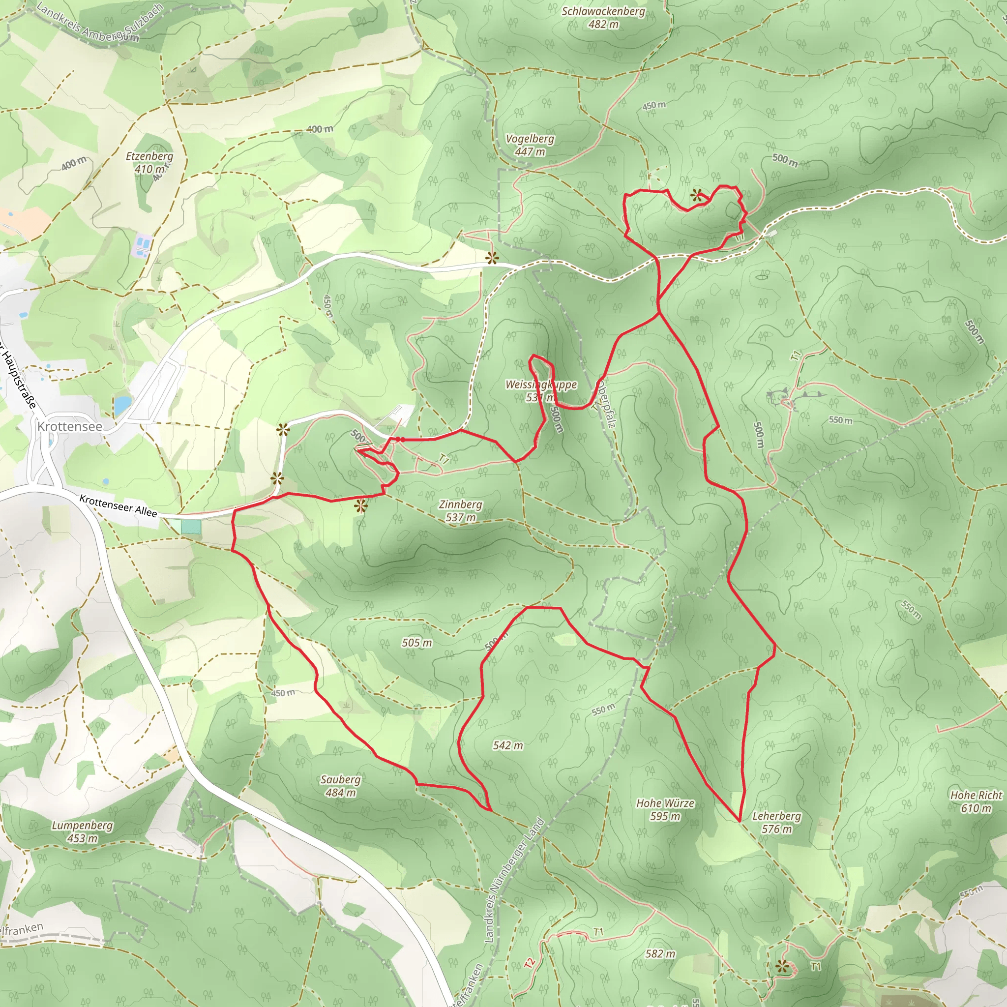 Weissingkuppe via Exkursionspfad and Neuhaus-Zantberg mobile static map