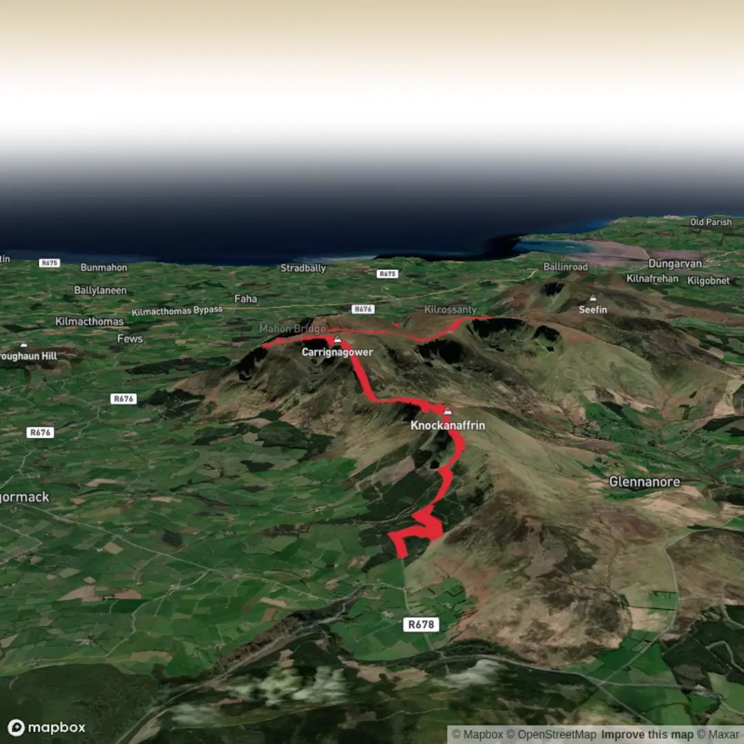 An image depicting the trail Comeragh Lakes and its surrounding area.