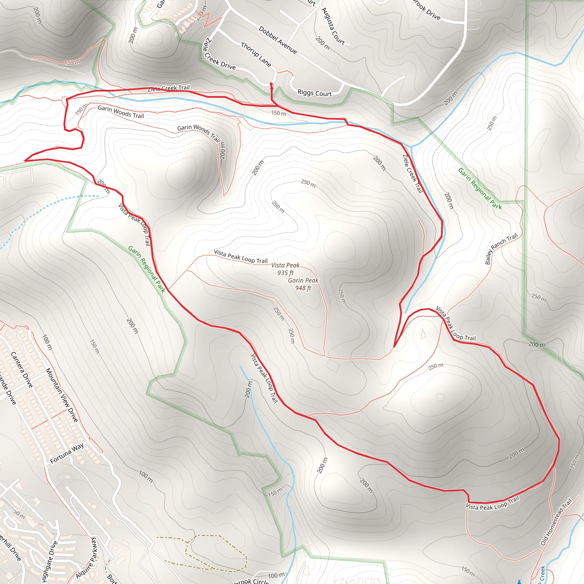 Ziele Creek and Vista Peak Loop Trail mobile static map