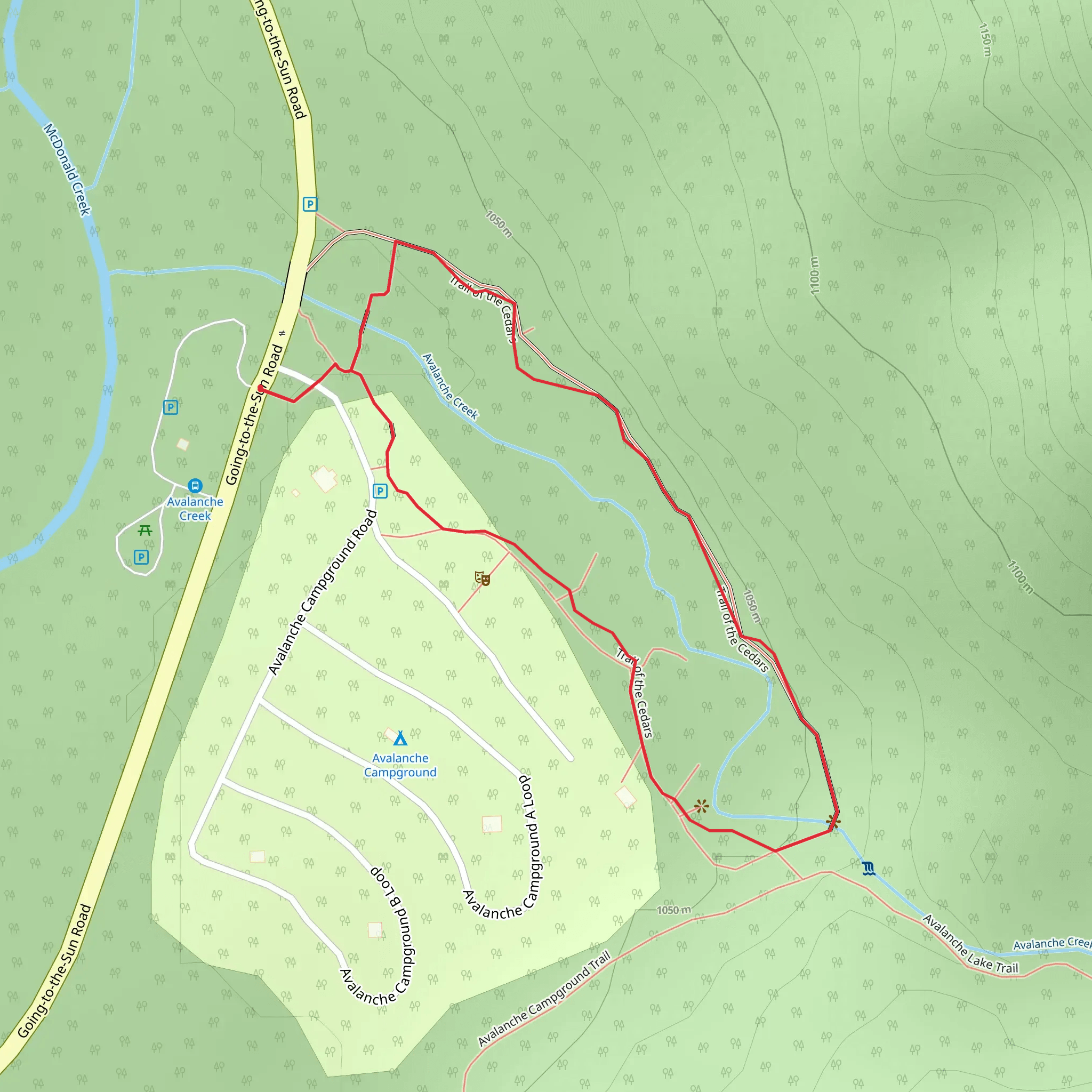 Avalanche Creek Loop mobile static map