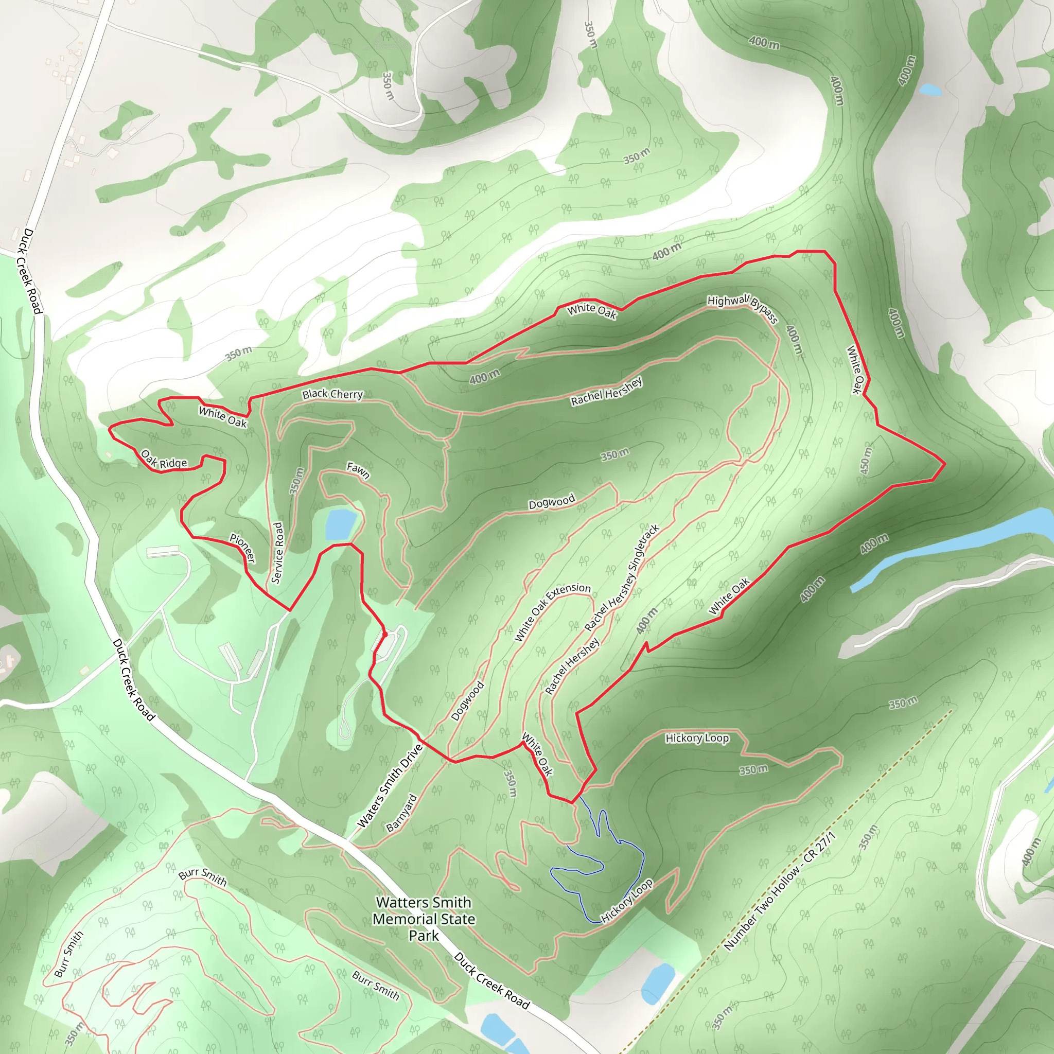 White Oak Loop - Watters Smith Memorial State Park mobile static map
