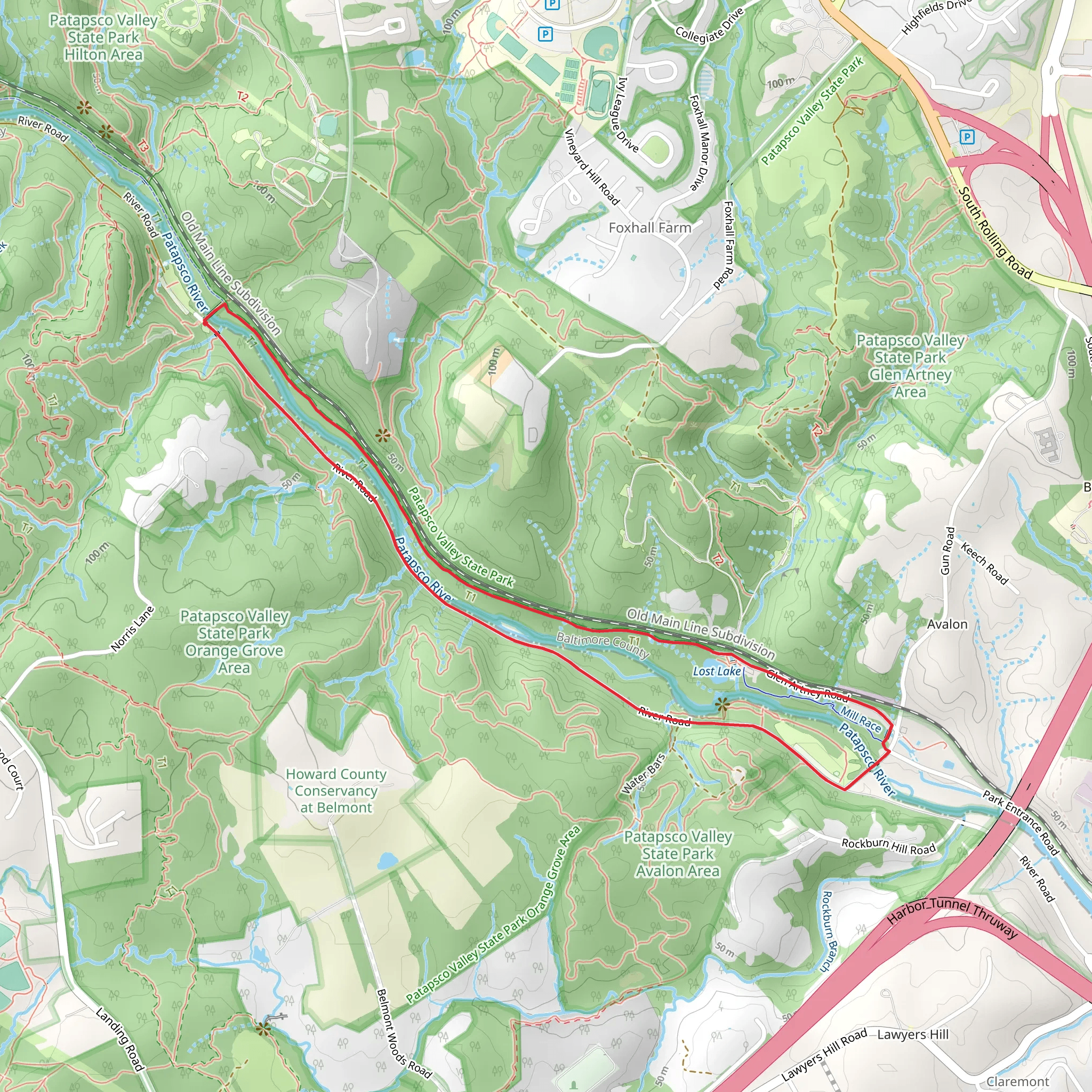 Grist Mill and Swinging Bridge Loop Trail mobile static map