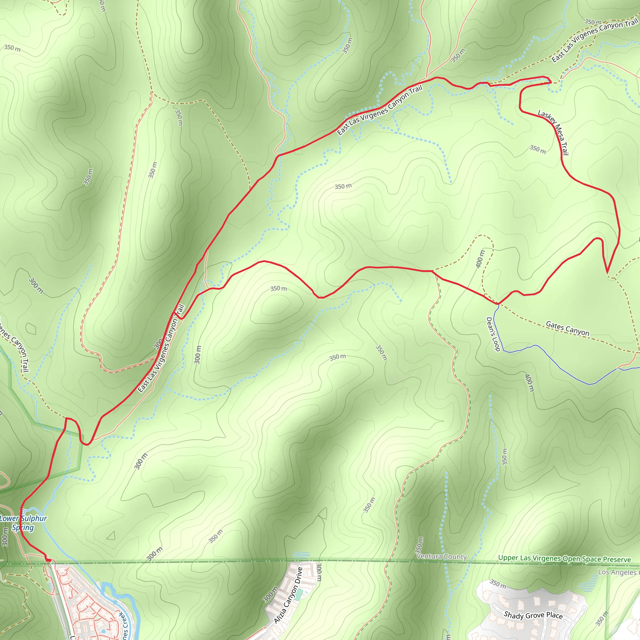 Upper Las Virgenes Canyon Trail and East Las Virgenes Canyon Trail Loop mobile static map