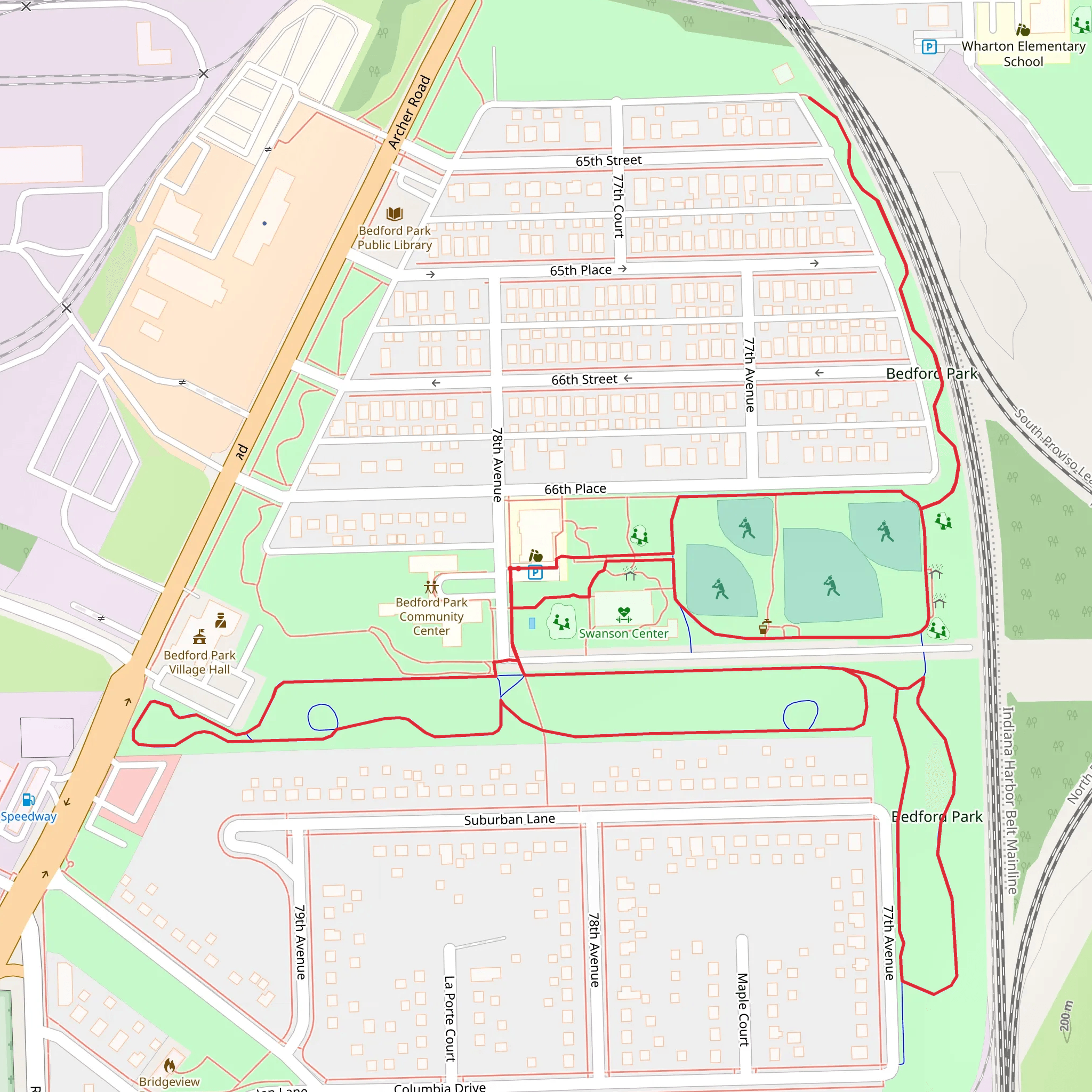 Bedford Park Loop mobile static map