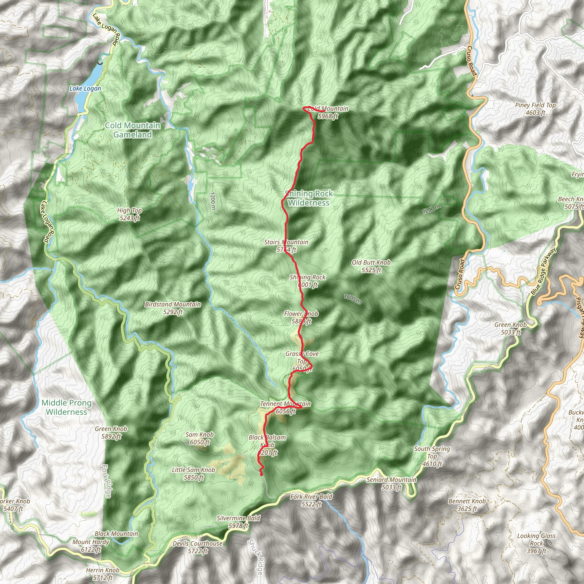 Cold Mountain, Stairs Mountain via Art Loed Trail mobile static map