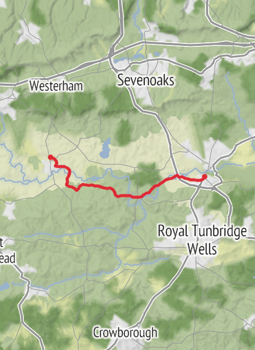 Hike on Edenbridge to Tonbridge station to station along Eden Valley mobile static map