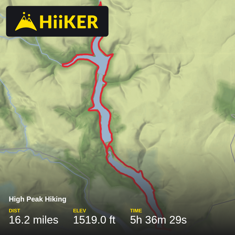 A map preview of the recording High Peak Hiking.