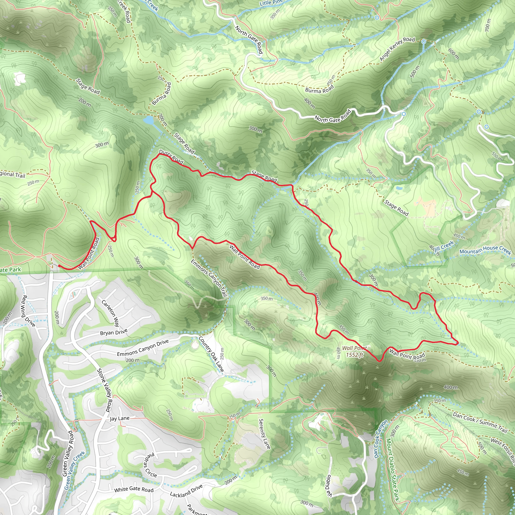Wall Point, Barbecue Terrace Road and Secret Loop Trail mobile static map