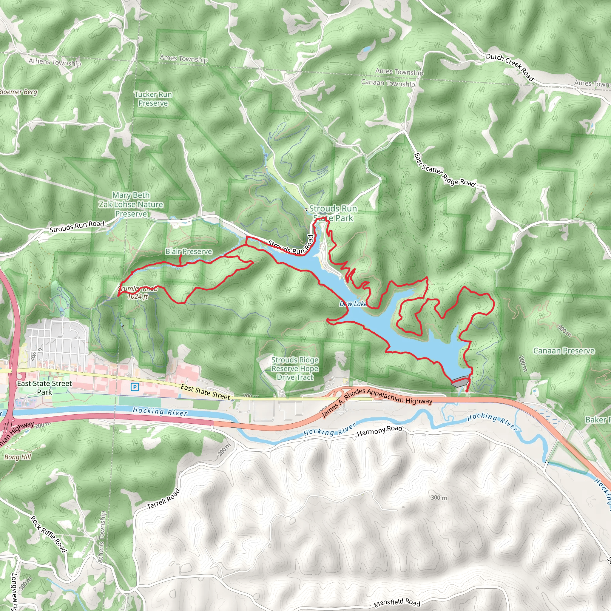 Dow Lake, Finger Rock and Trace Loop Trail mobile static map