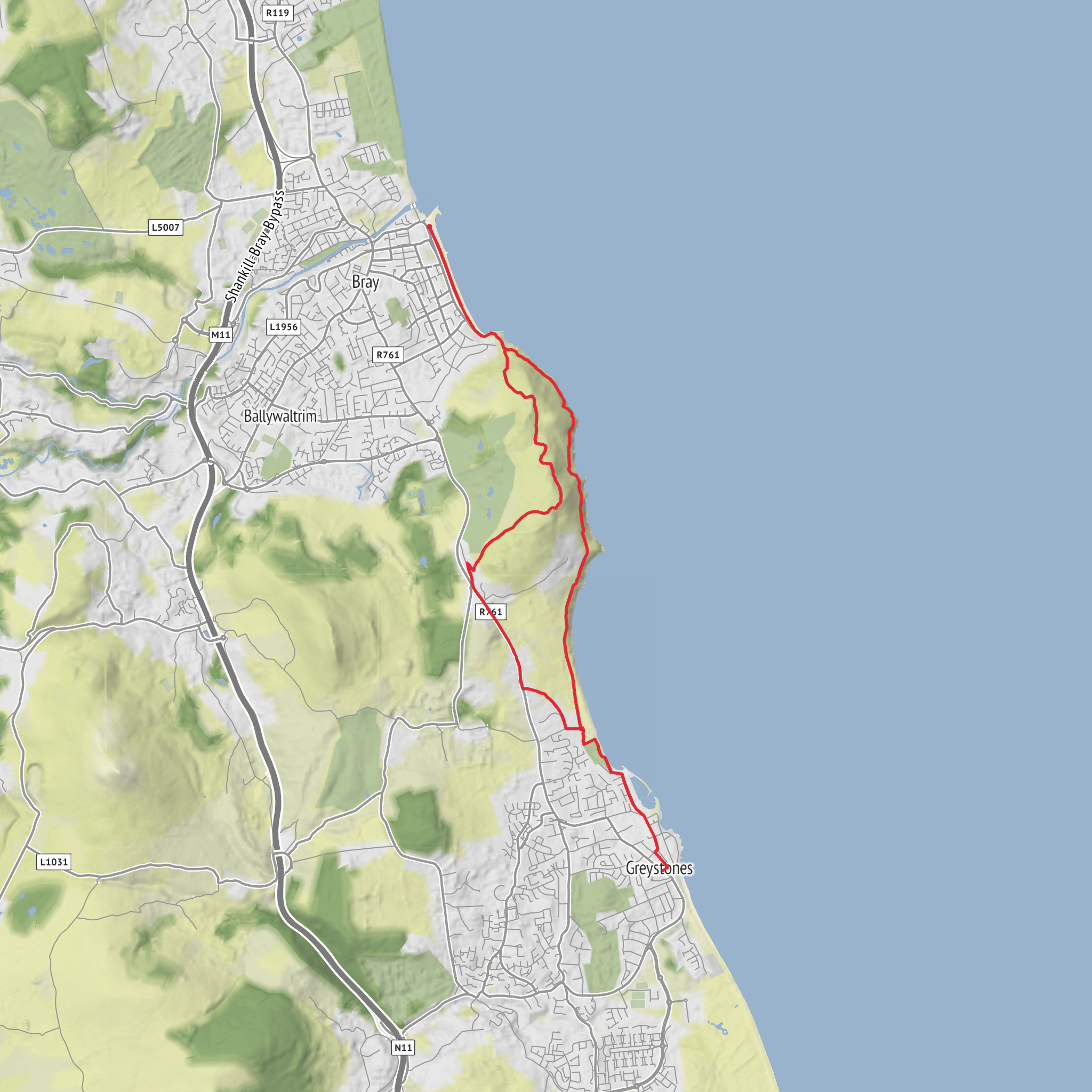 Bray To Greystones Cliff Walk mobile static map