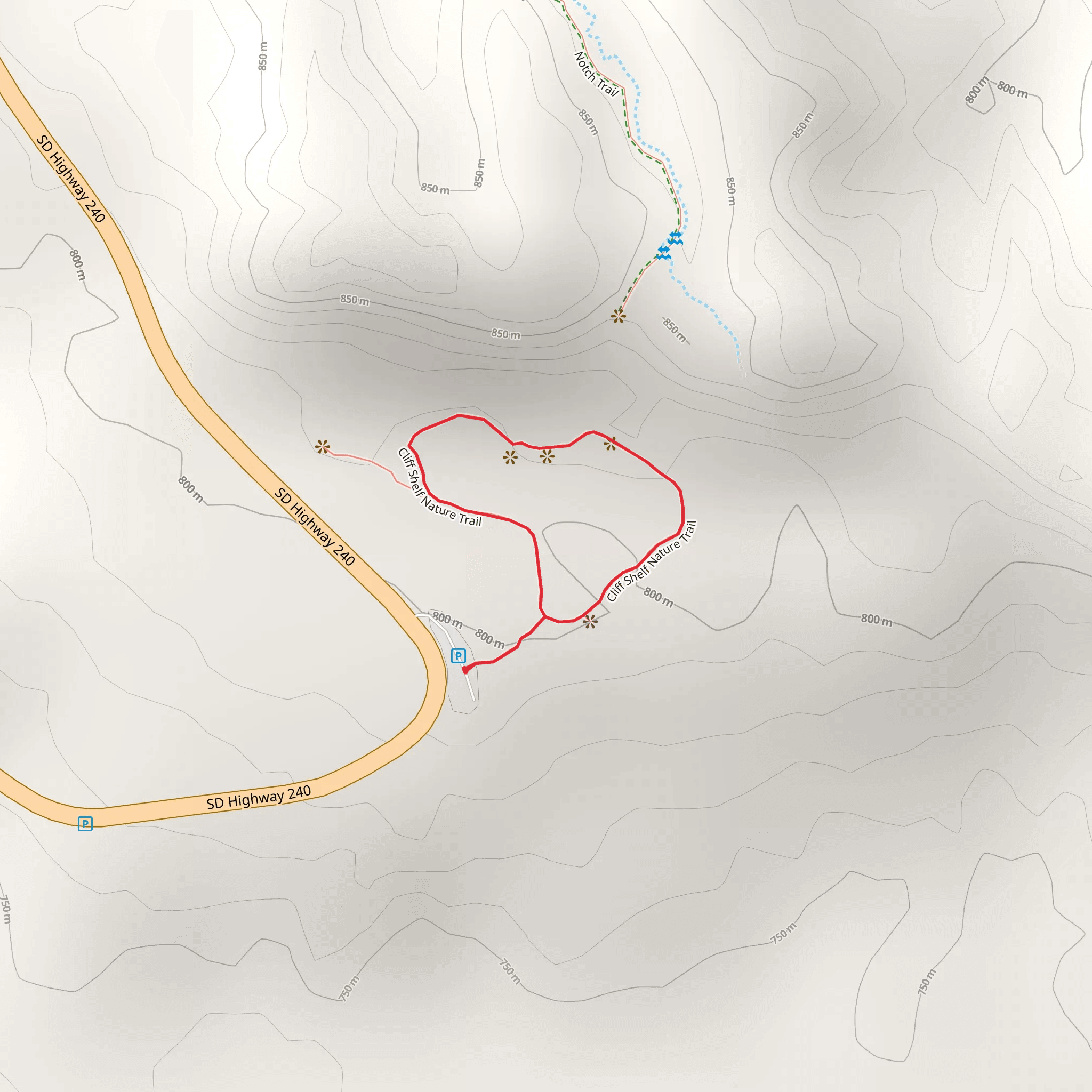 Cliff Shelf Trail mobile static map