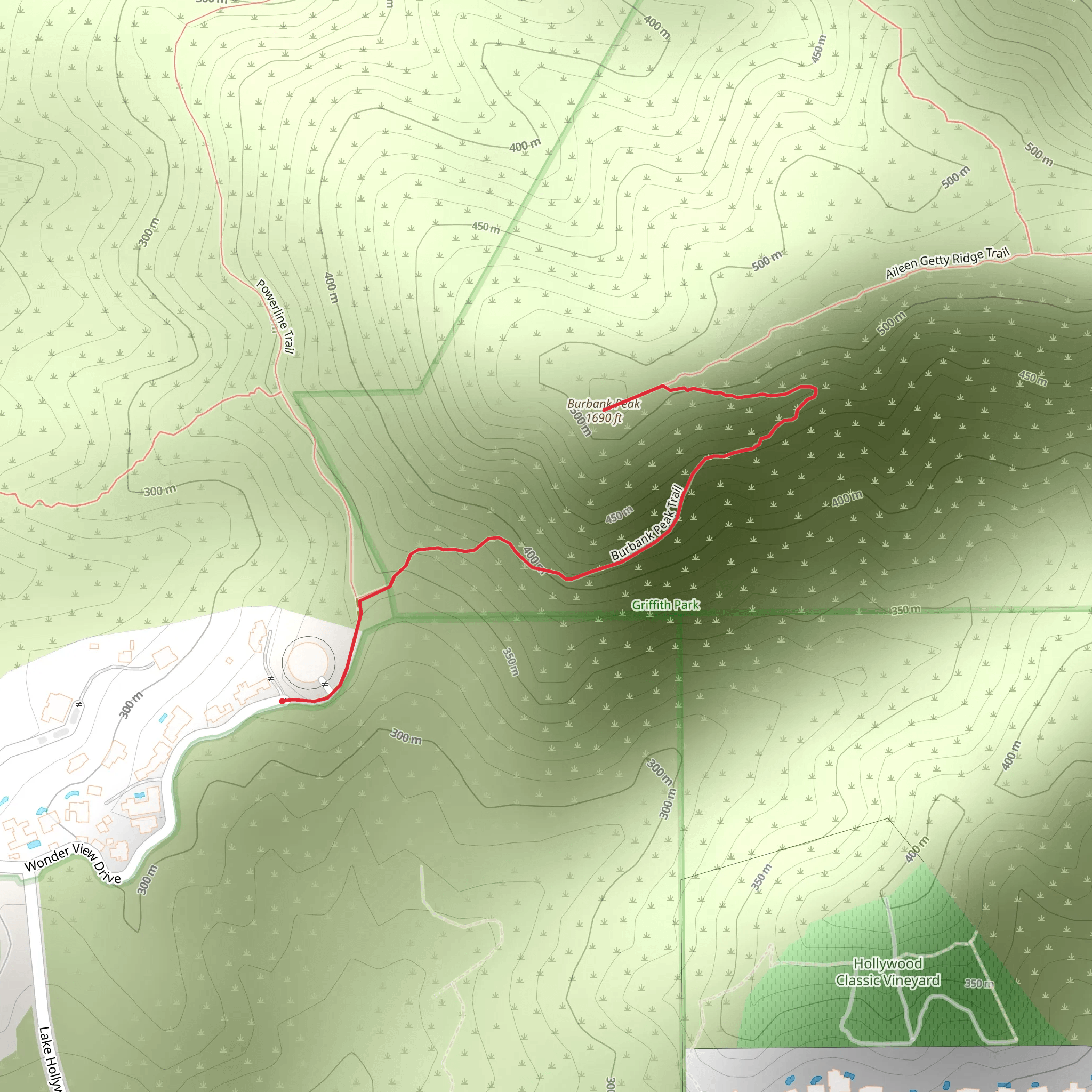Burbank Peak Trail mobile static map
