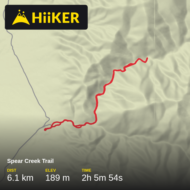 A map preview of the recording Spear Creek Trail.