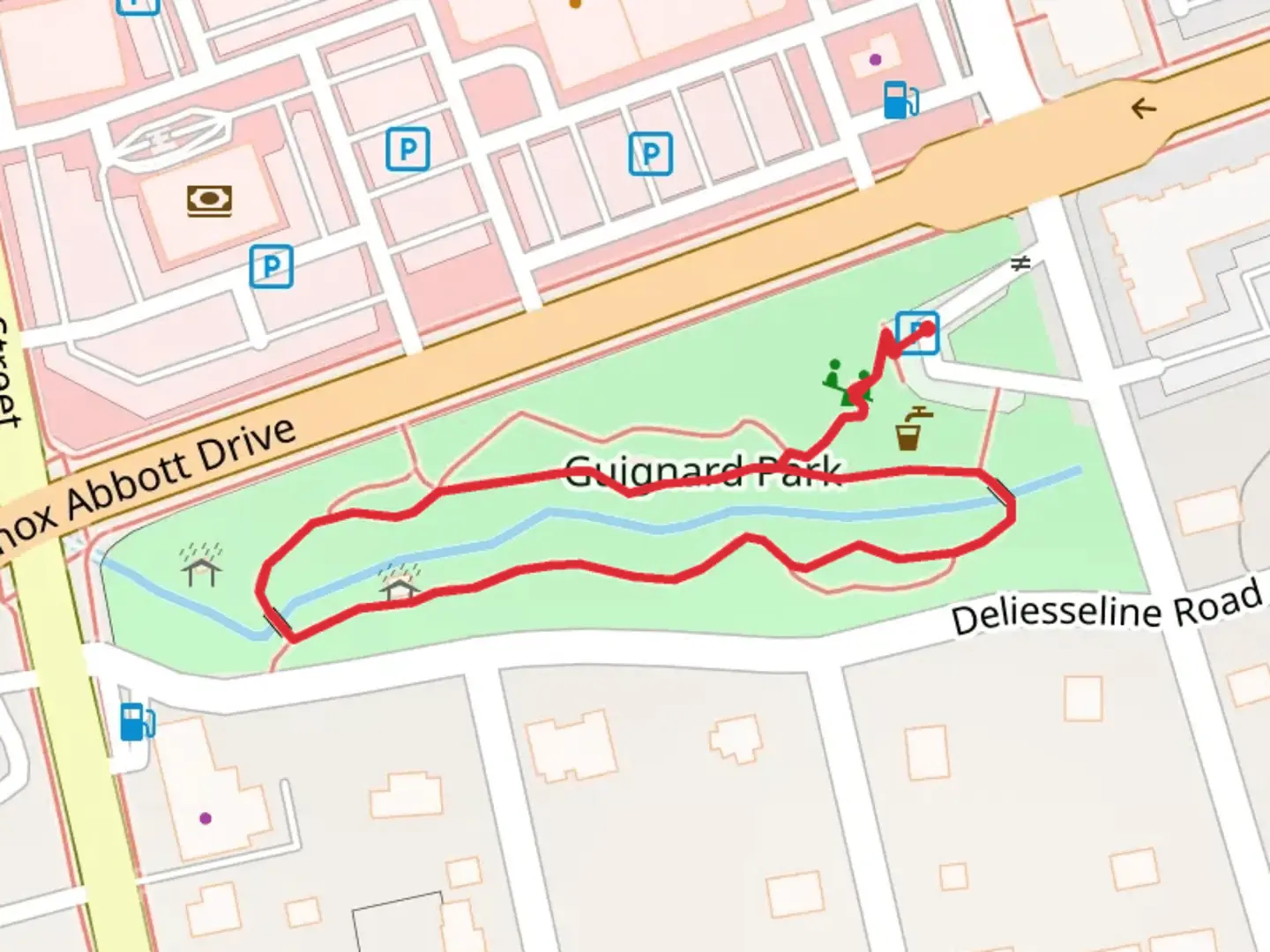 An image depicting the trail Guignard Park Loop and its surrounding area.