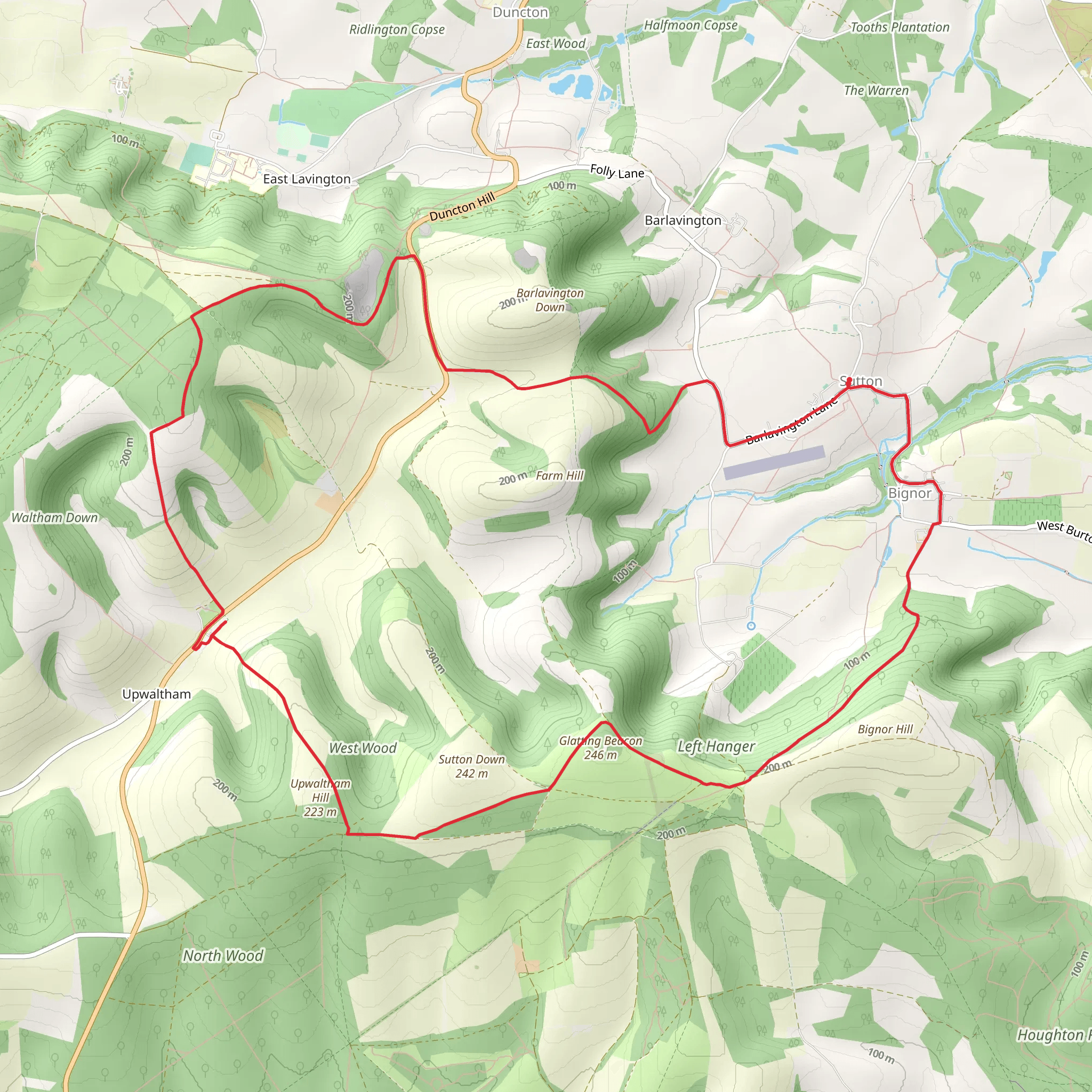 Stickingspit Bottom, West Wood and Left Hanger Loop mobile static map