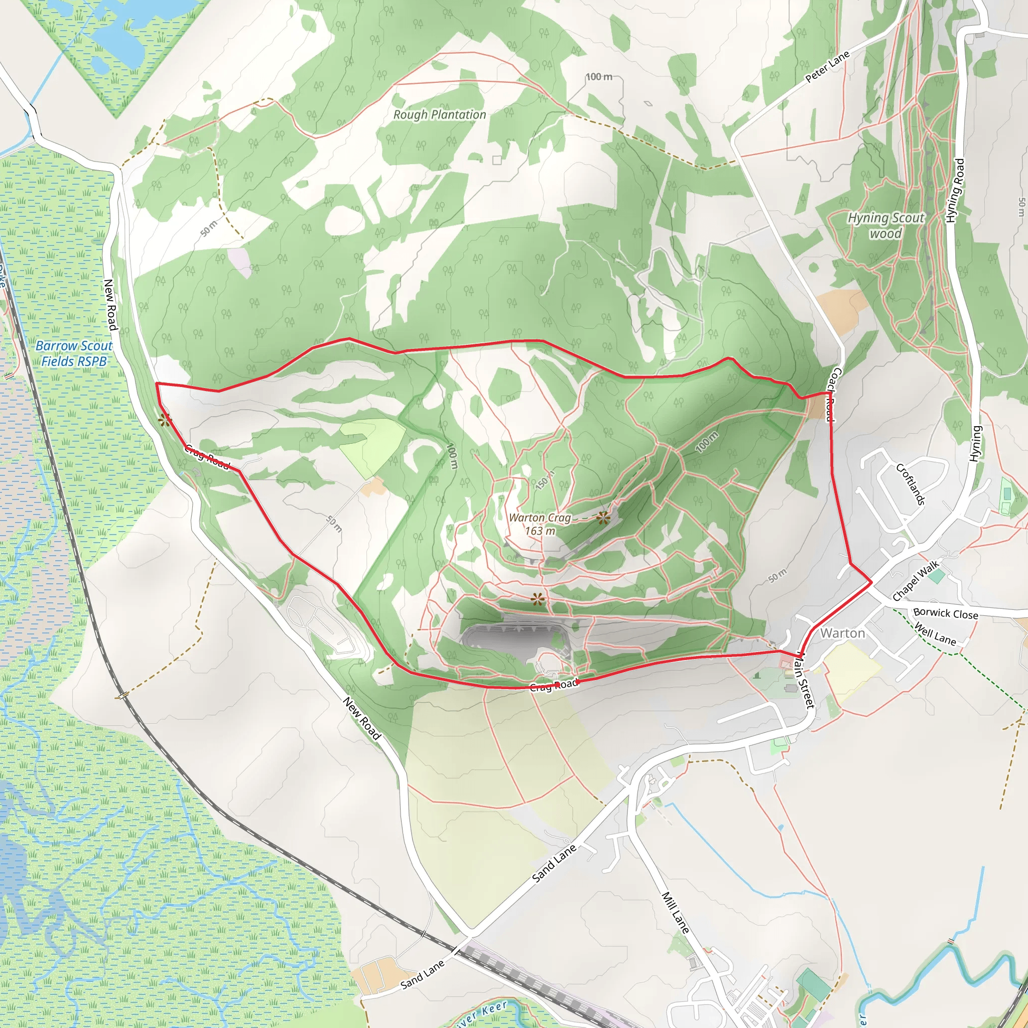 Warton Crag Loop mobile static map