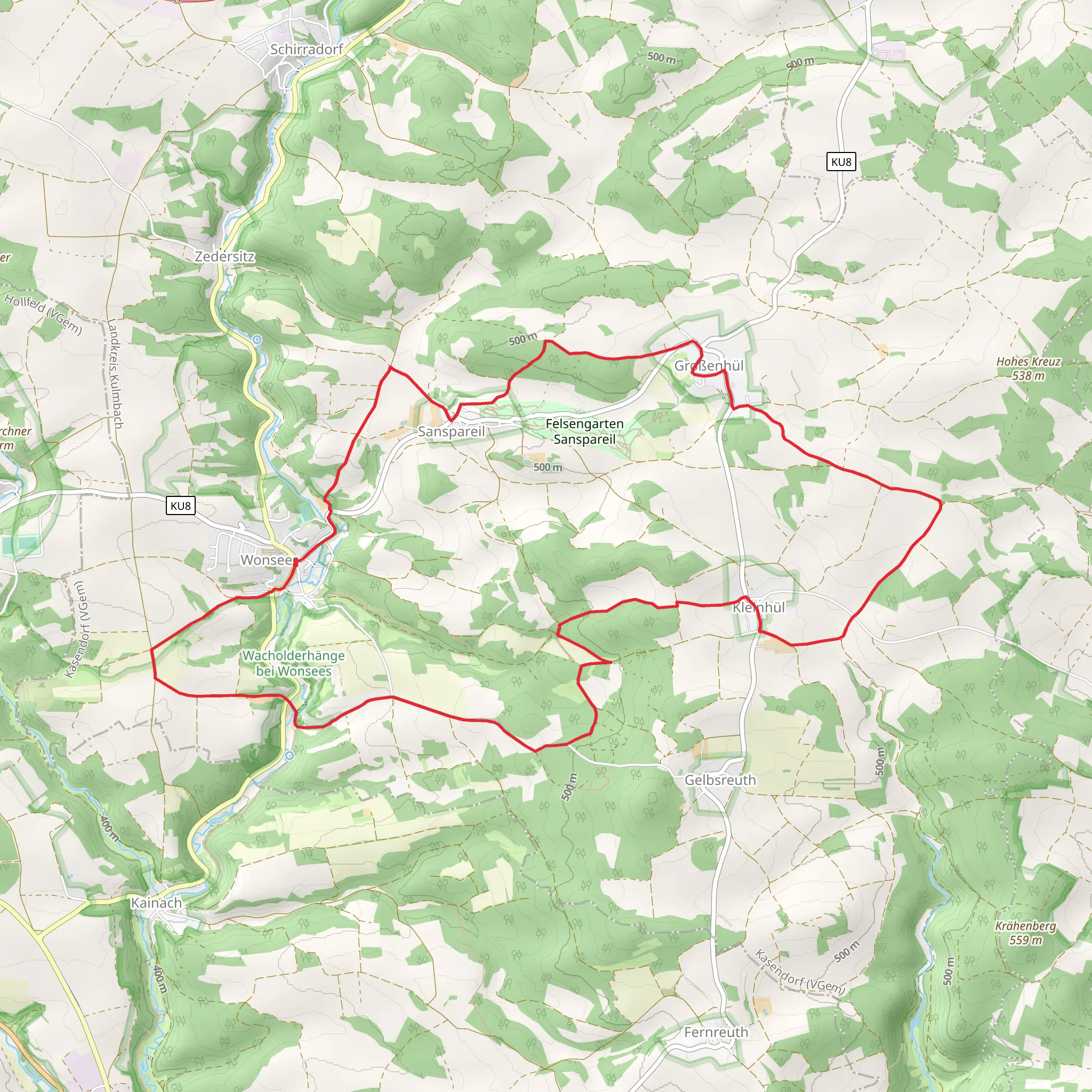 Huel und Linden Runde Wonsees and Roter Ring mobile static map