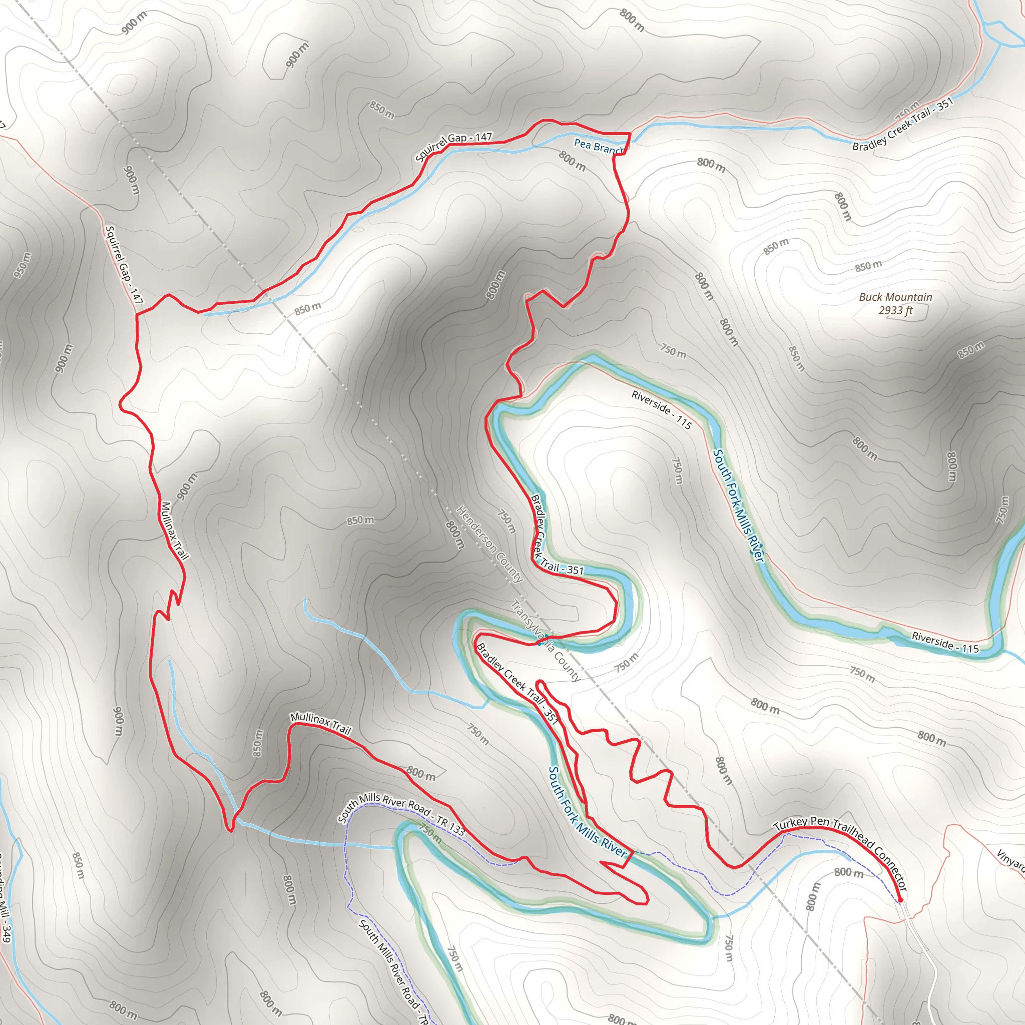 Mullinax and Bradley Creek Loop Trail mobile static map