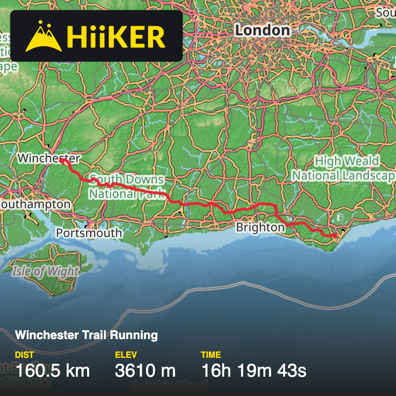 A map preview of the recording Winchester Trail Running.