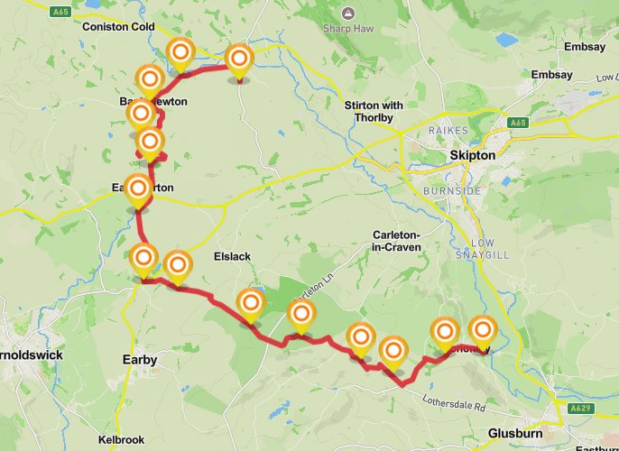 Cononley to pinhaw to gargrave mobile static map