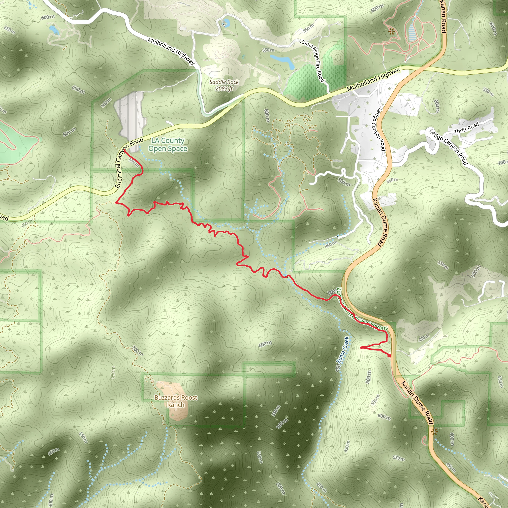 Zuma Canyon - Backbone Short Trail mobile static map