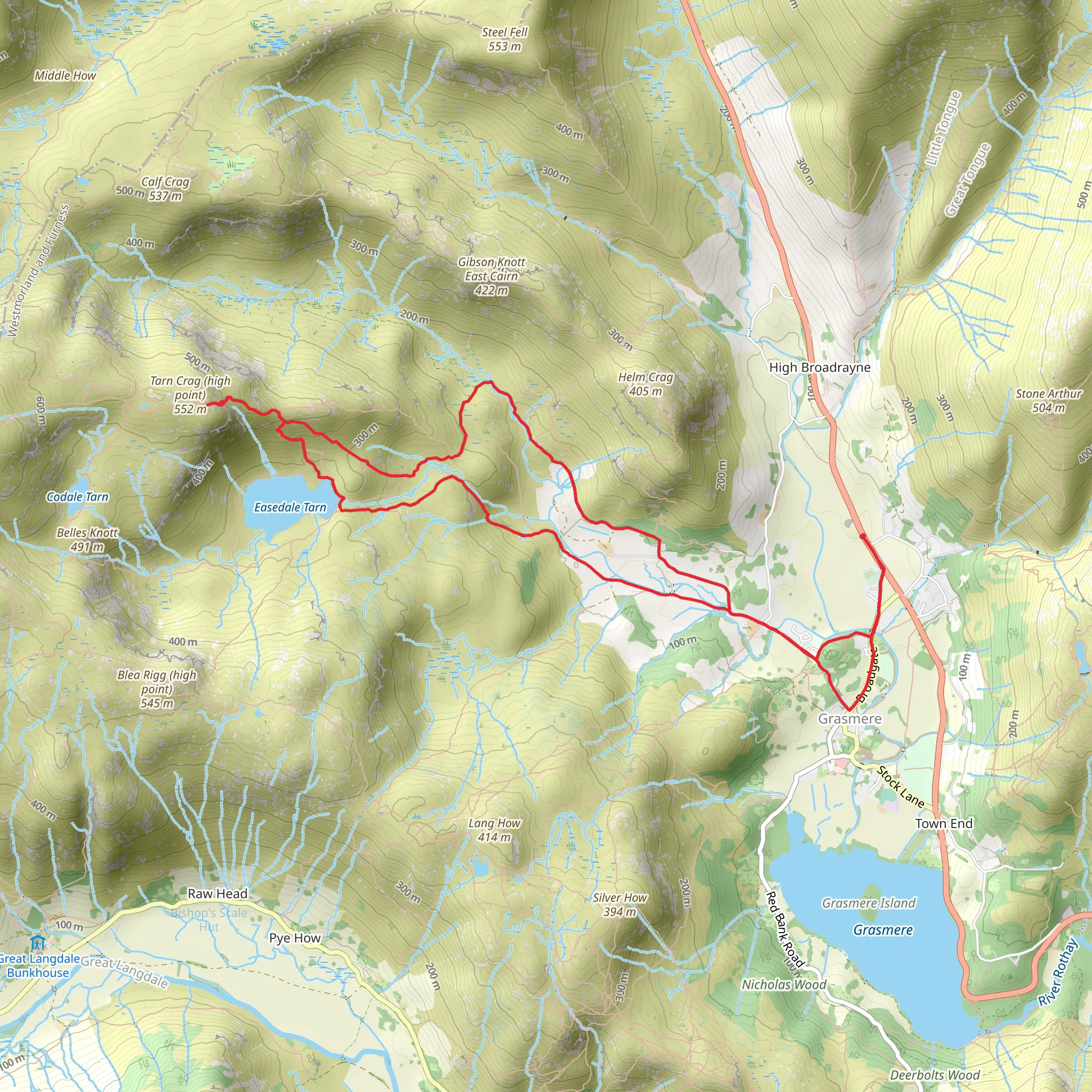 Butharlyp Howe, Easedale Tarn and Tarn Crag Loop mobile static map