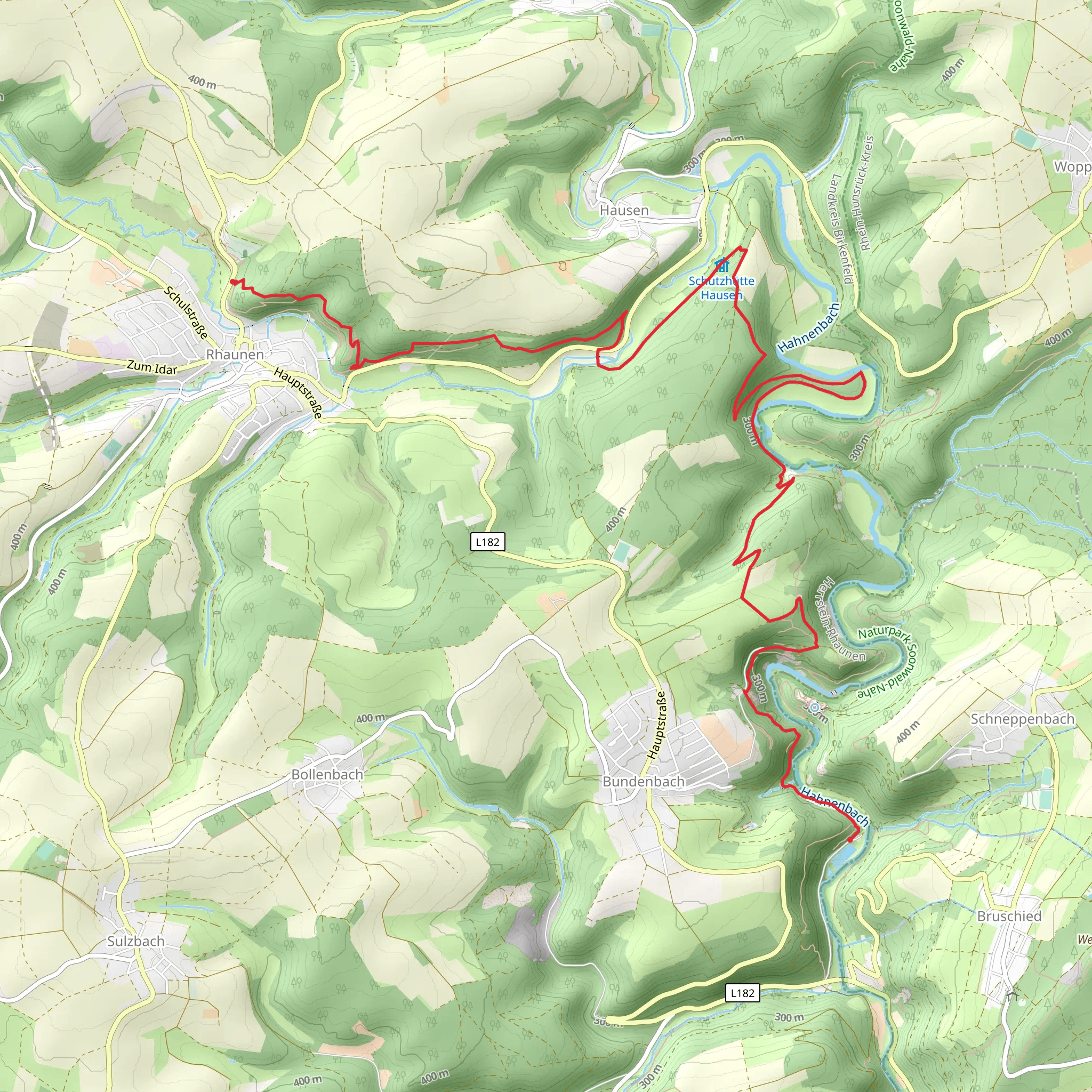 Reinhardtsmuehle to Rhaunen via Saar-Hunsrueck Steig mobile static map
