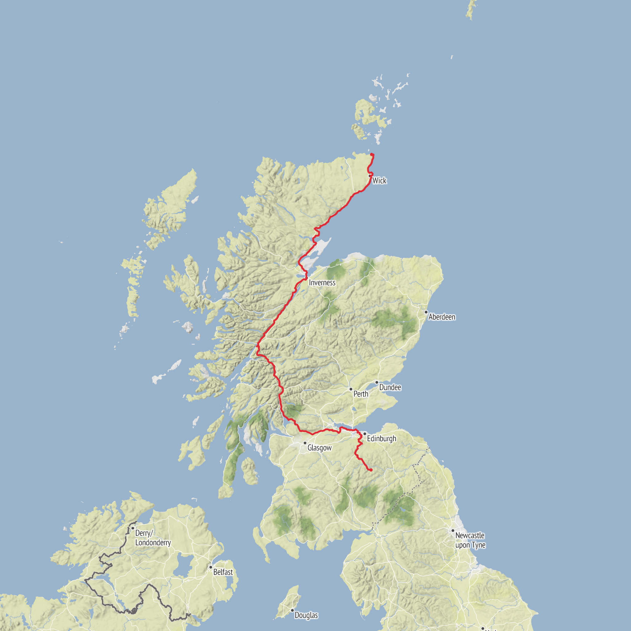 E2 UK - John o’Groats to Traquair mobile static map