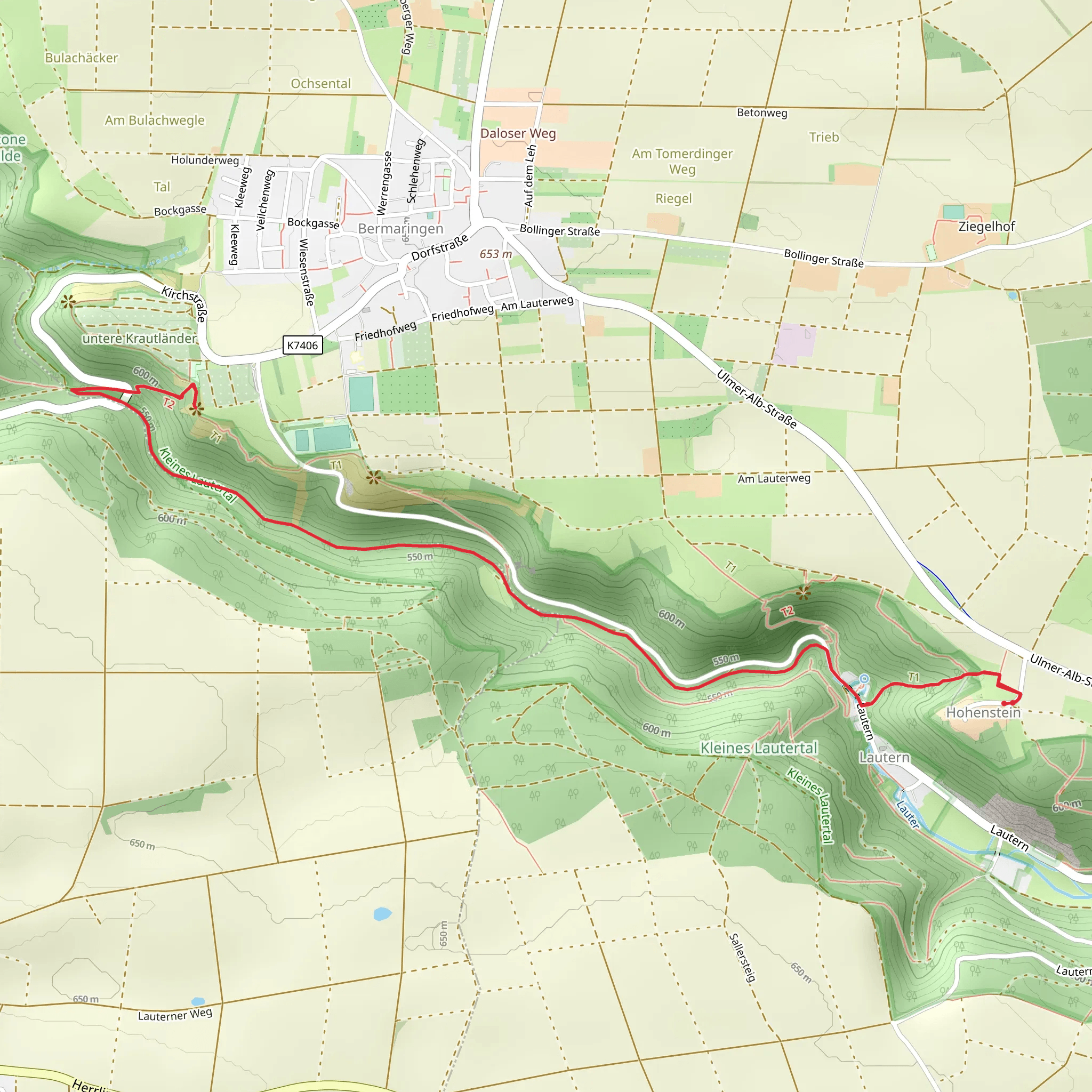 Ruine Burg Lauterstein and Lautertalblick Walk mobile static map