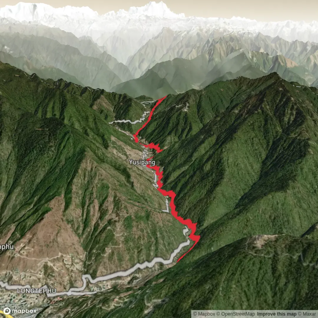 An image depicting the trail Simtokha-Dochula and its surrounding area.