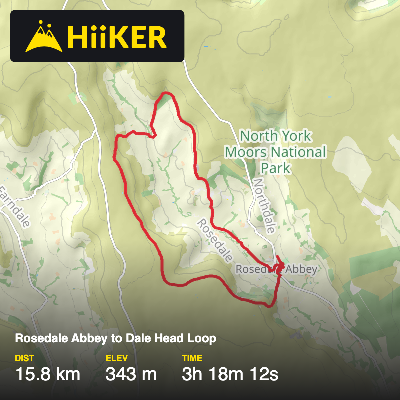 A map preview of the recording Rosedale Abbey  to Dale Head Loop.