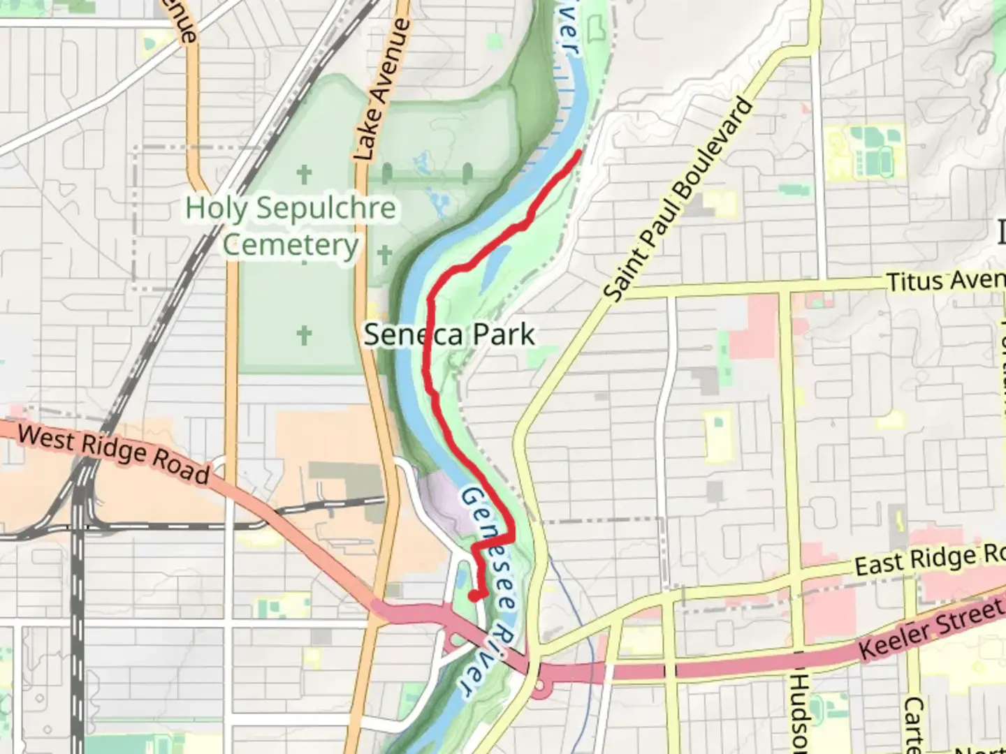An image depicting the trail Genesee River and Seneca Parkway Trail and its surrounding area.