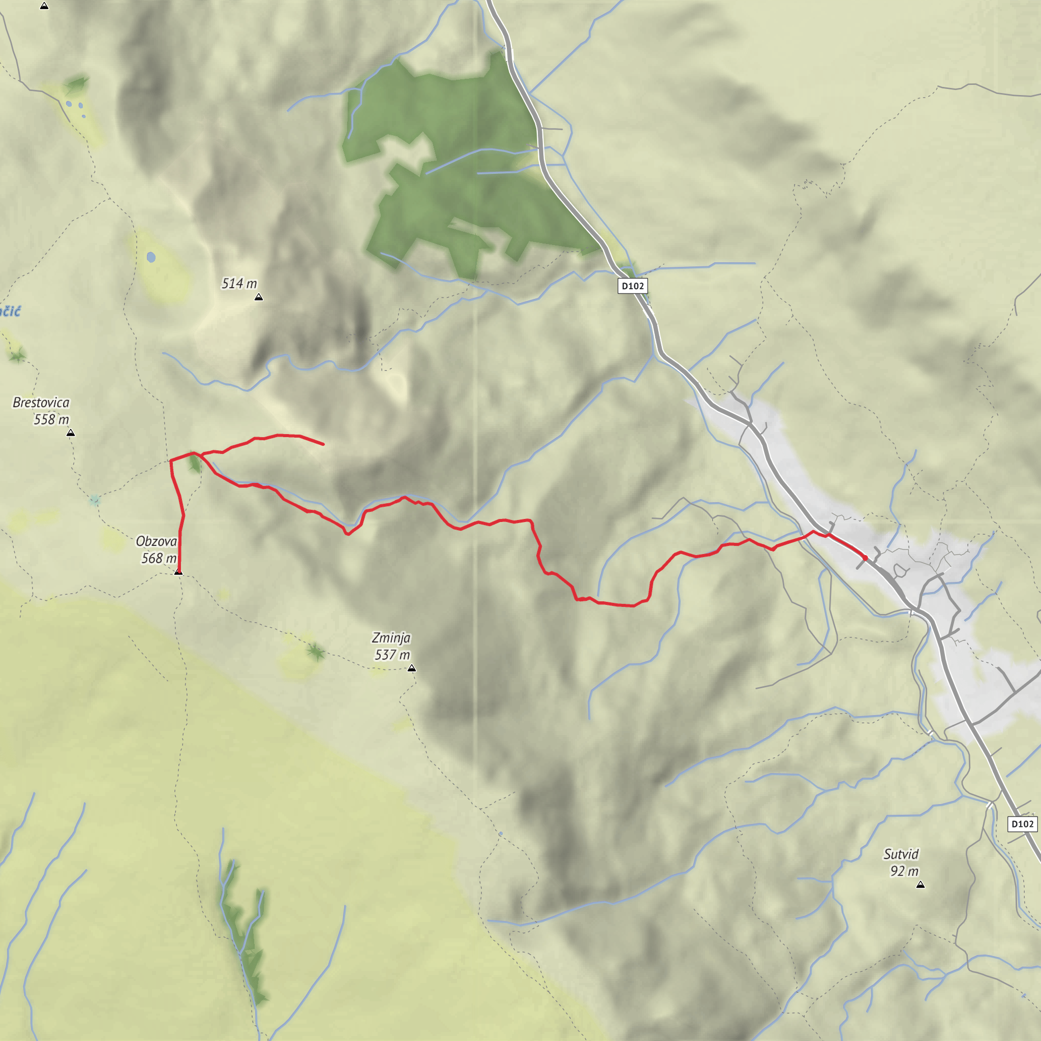 Baška, Northern Velebit and Obzova from Draga Bašćanska mobile static map