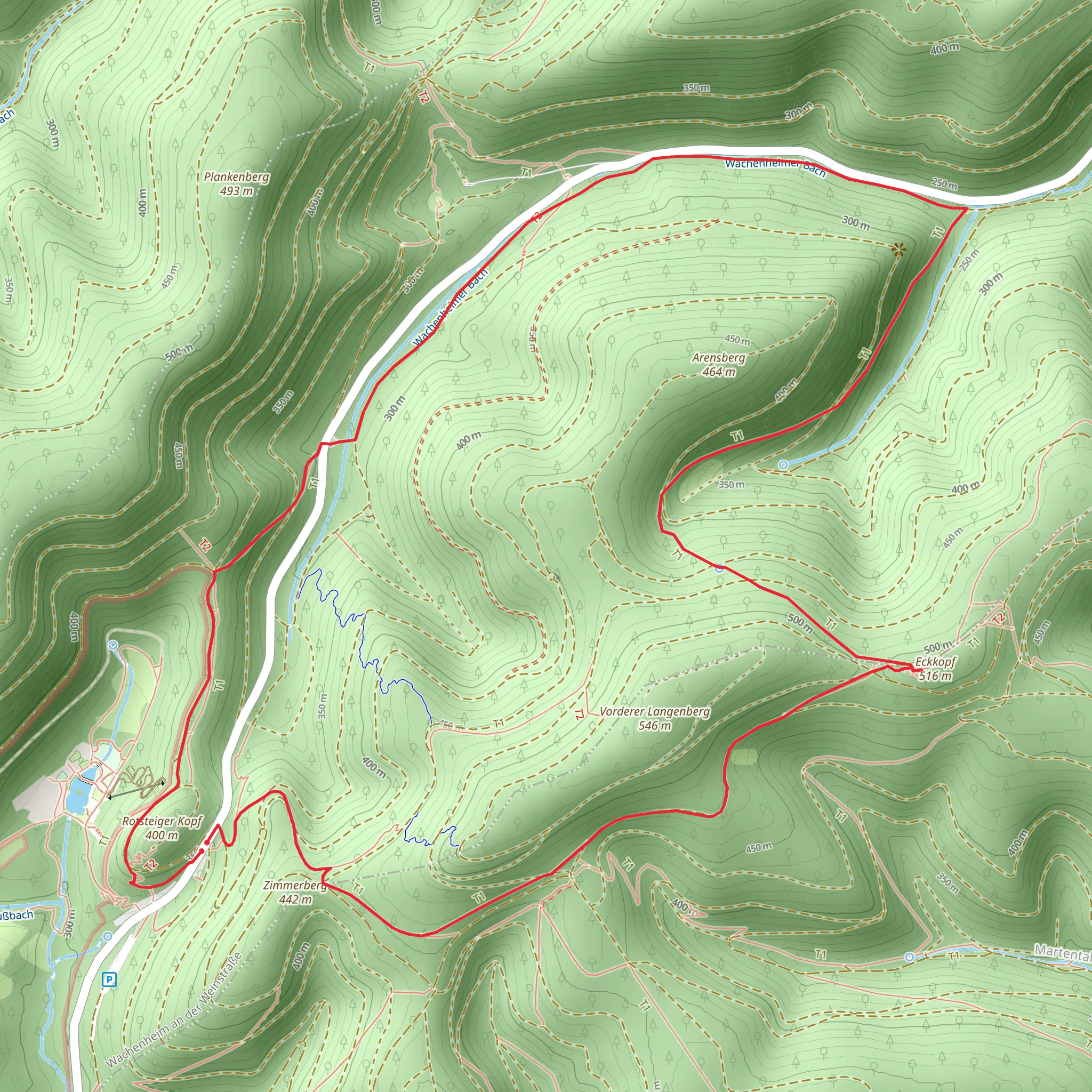 Eckkopf Loop via Wachenheim RW 6 mobile static map