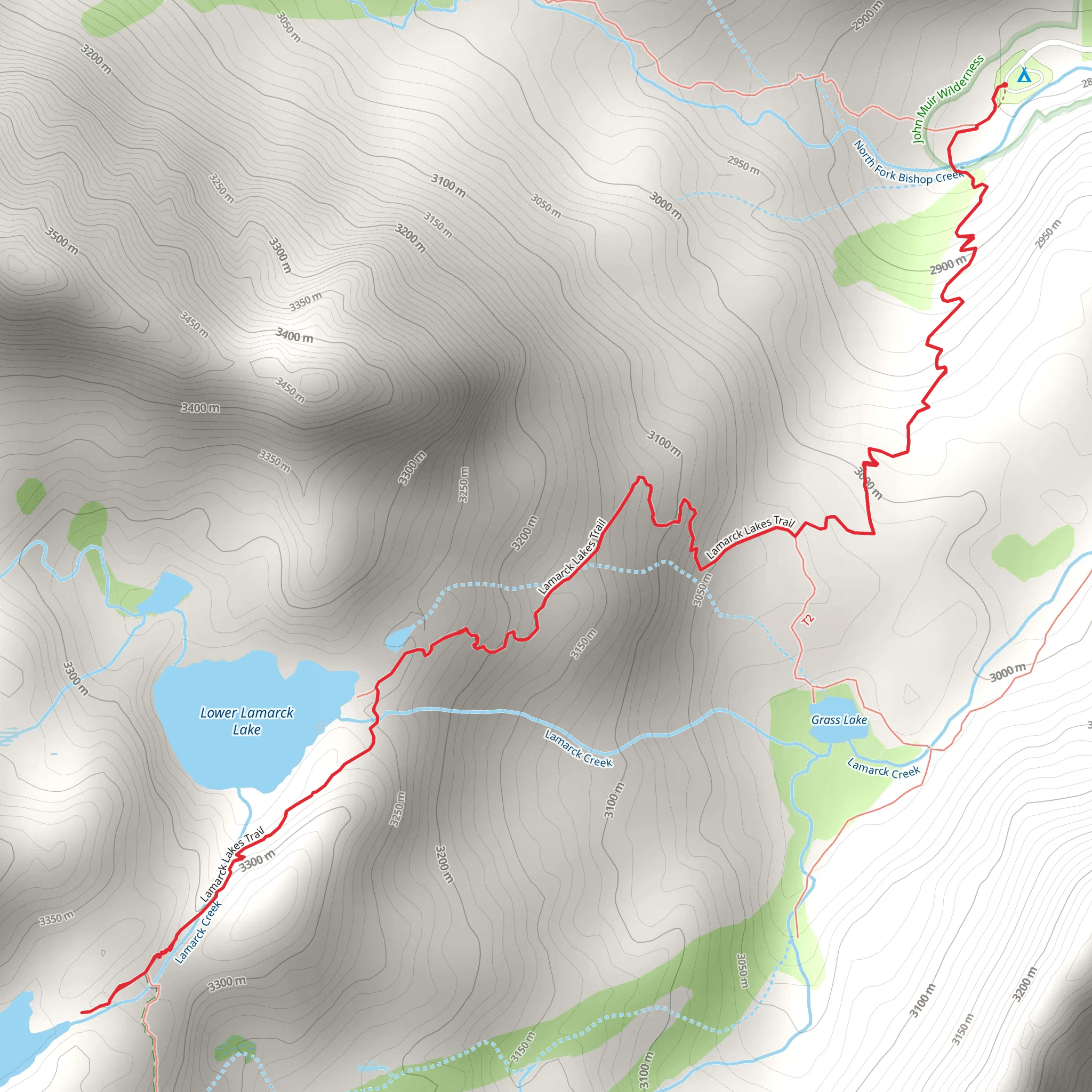 Lamarck Lakes Trail mobile static map