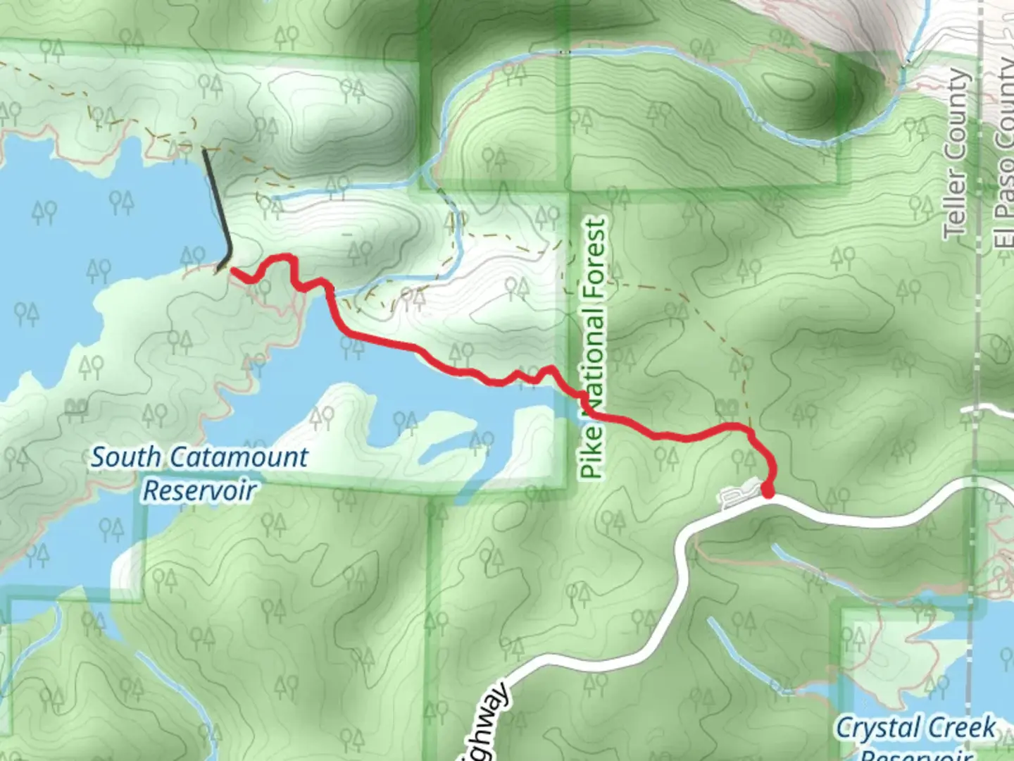 An image depicting the trail South Catamount Reservoir Out and Back and its surrounding area.