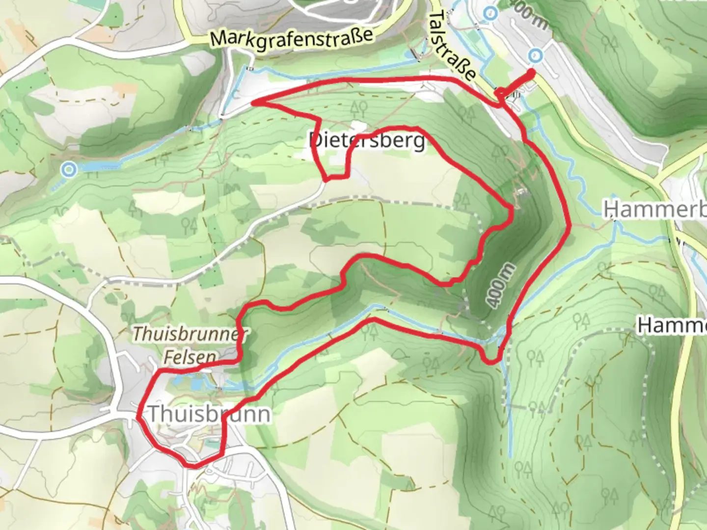 An image depicting the trail Kulturweg Egloffstein Round and its surrounding area.