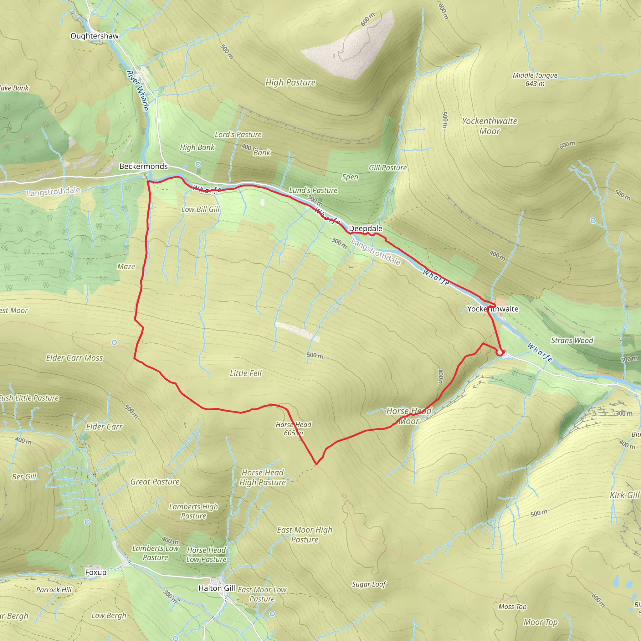 Horse Head and River Wharfe Loop - Yockenthwaite mobile static map