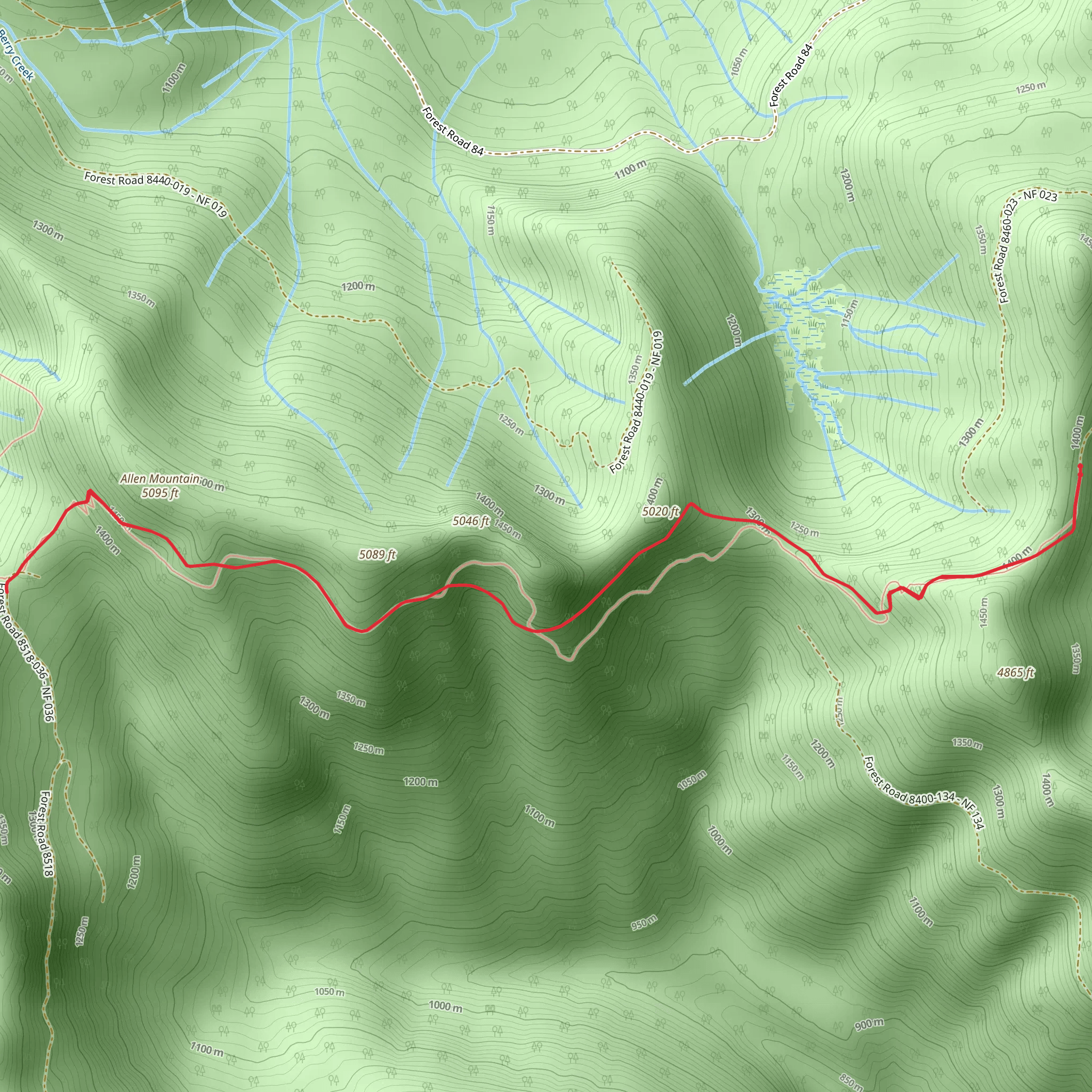 Allen Mountain Trail mobile static map