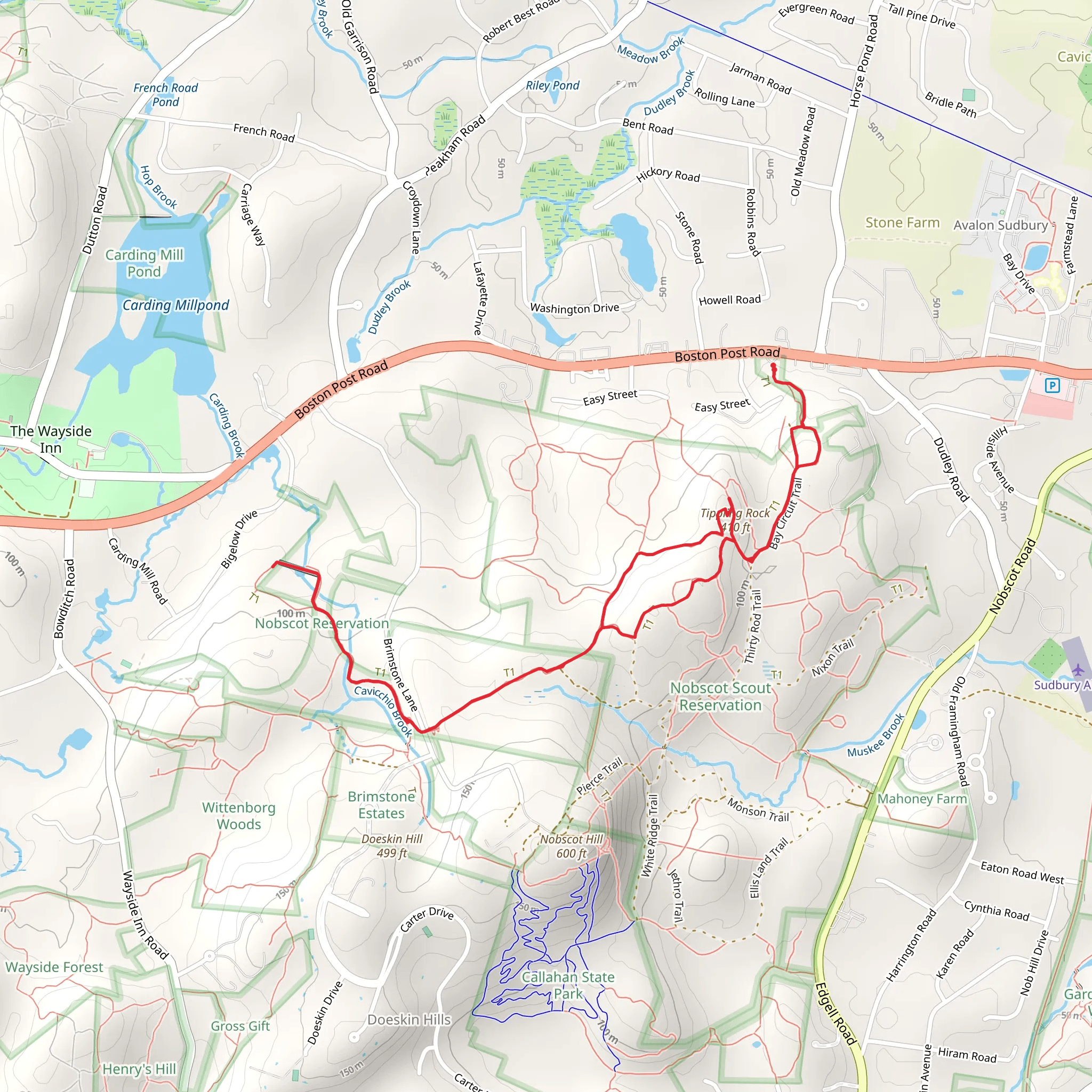 Tippling Rock via Bay Circuit Trail mobile static map