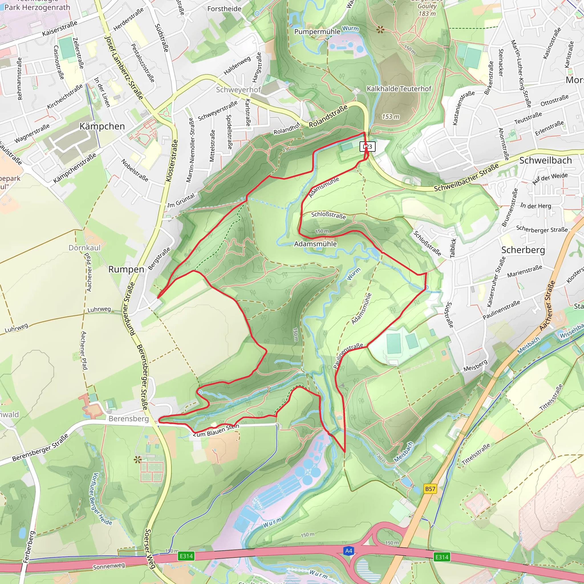 Weisser Weg and Würselen Loop mobile static map