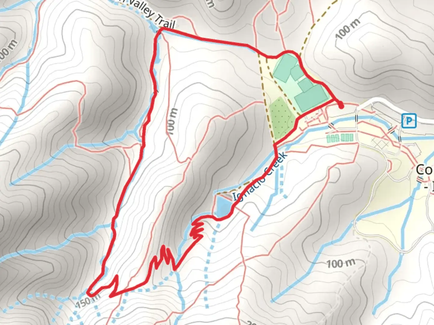An image depicting the trail Indian Valley, Ken Harth Waterfall and Pacheco Pond Loop Trail and its surrounding area.