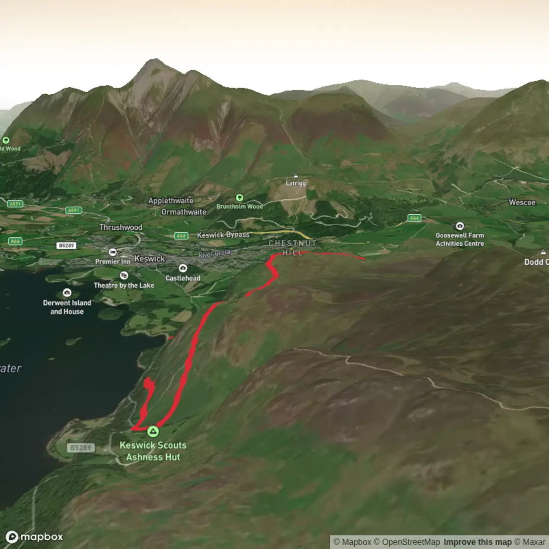An image depicting the trail Walla Crag, Ashness Bridge and Derwentwater and its surrounding area.