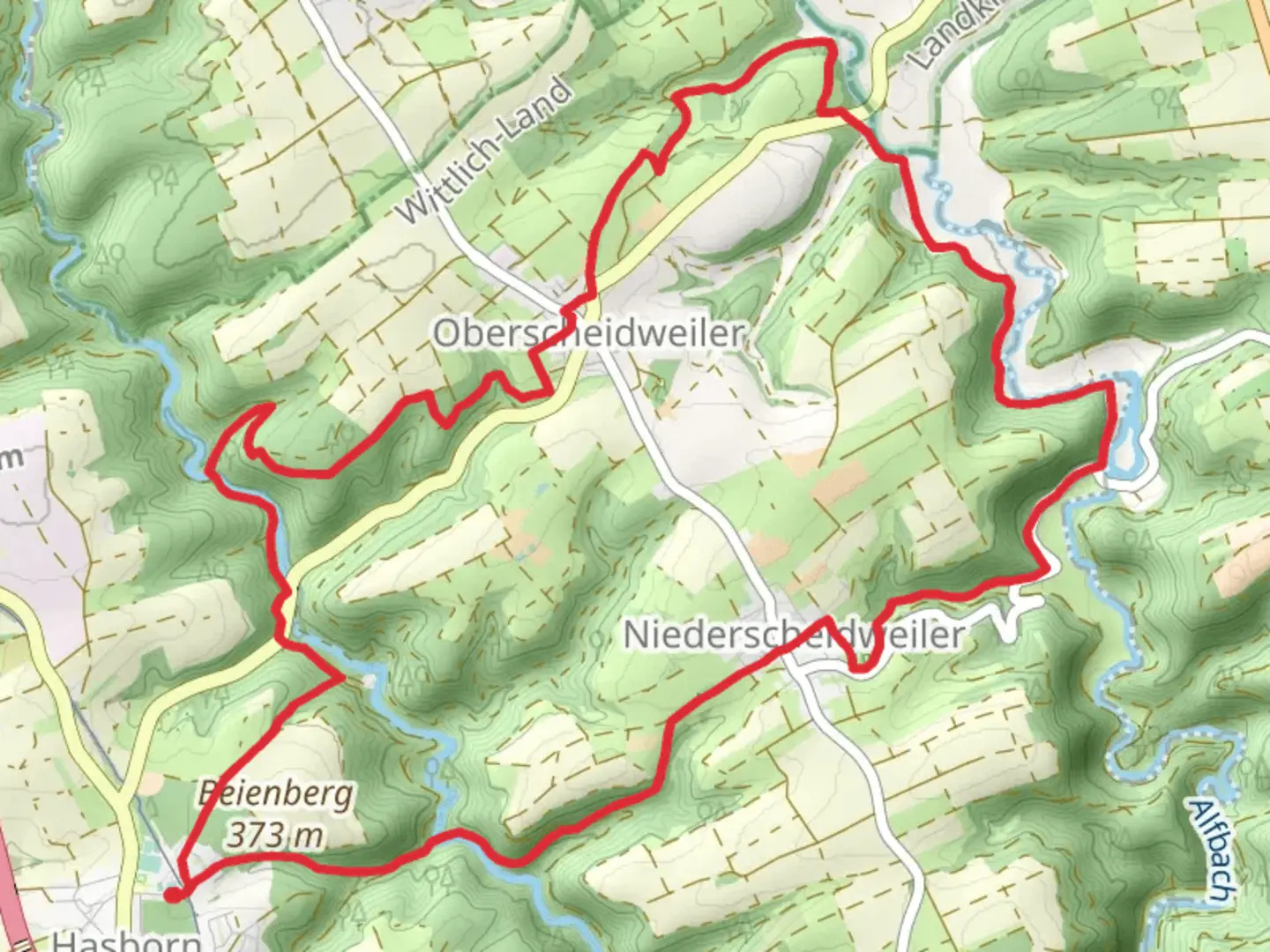 An image depicting the trail Mosel Our Weg and Roteichenweg Loop and its surrounding area.