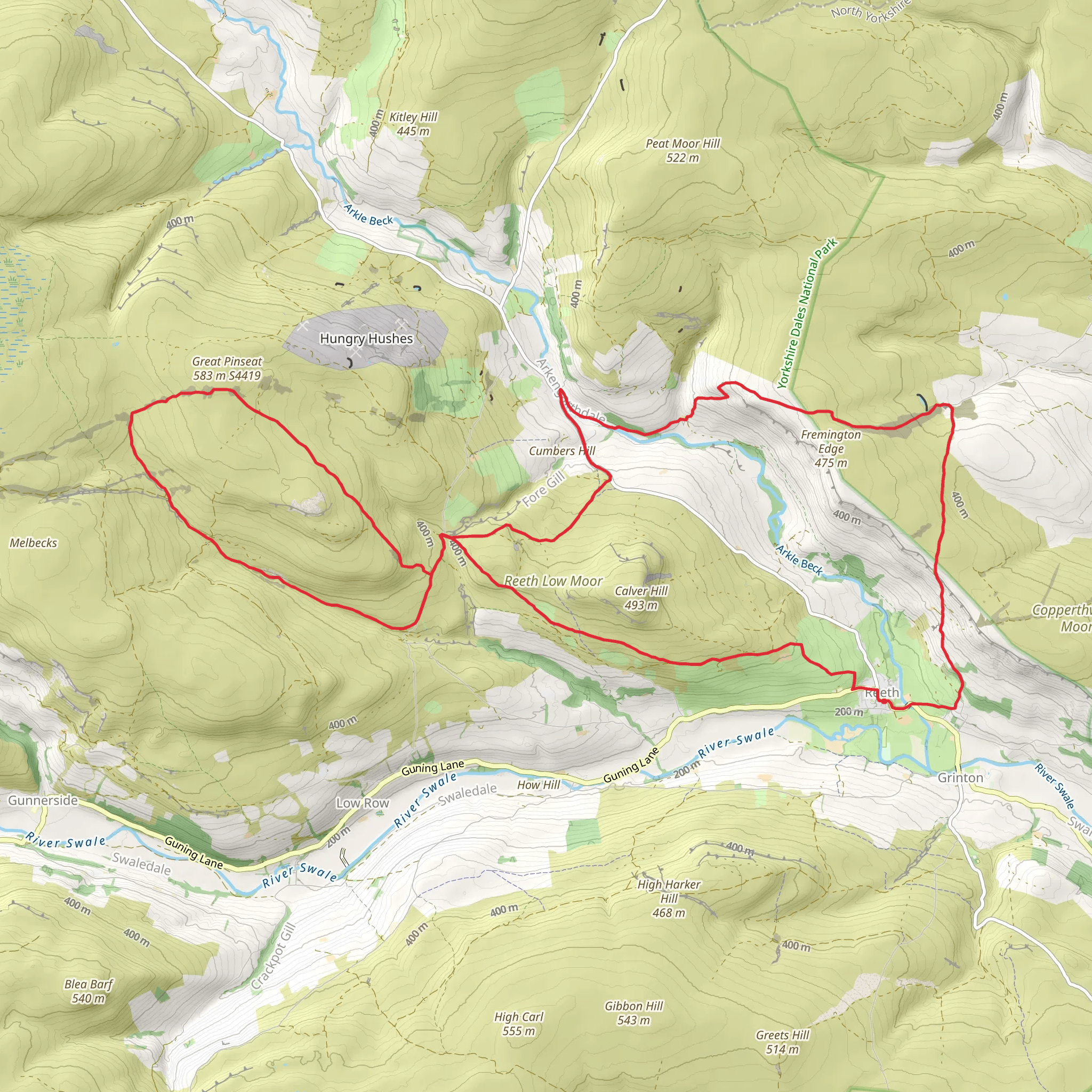 Reeth and Langthwaite Loop via Reeth High Moor mobile static map