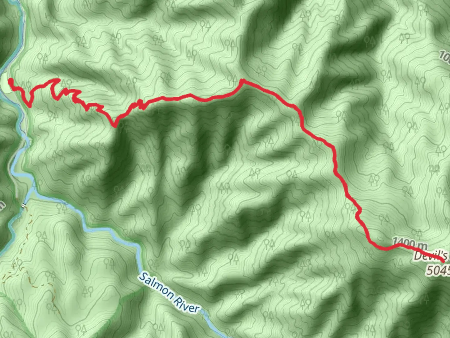 An image depicting the trail Devil's Peak via Hunchback Trail and its surrounding area.