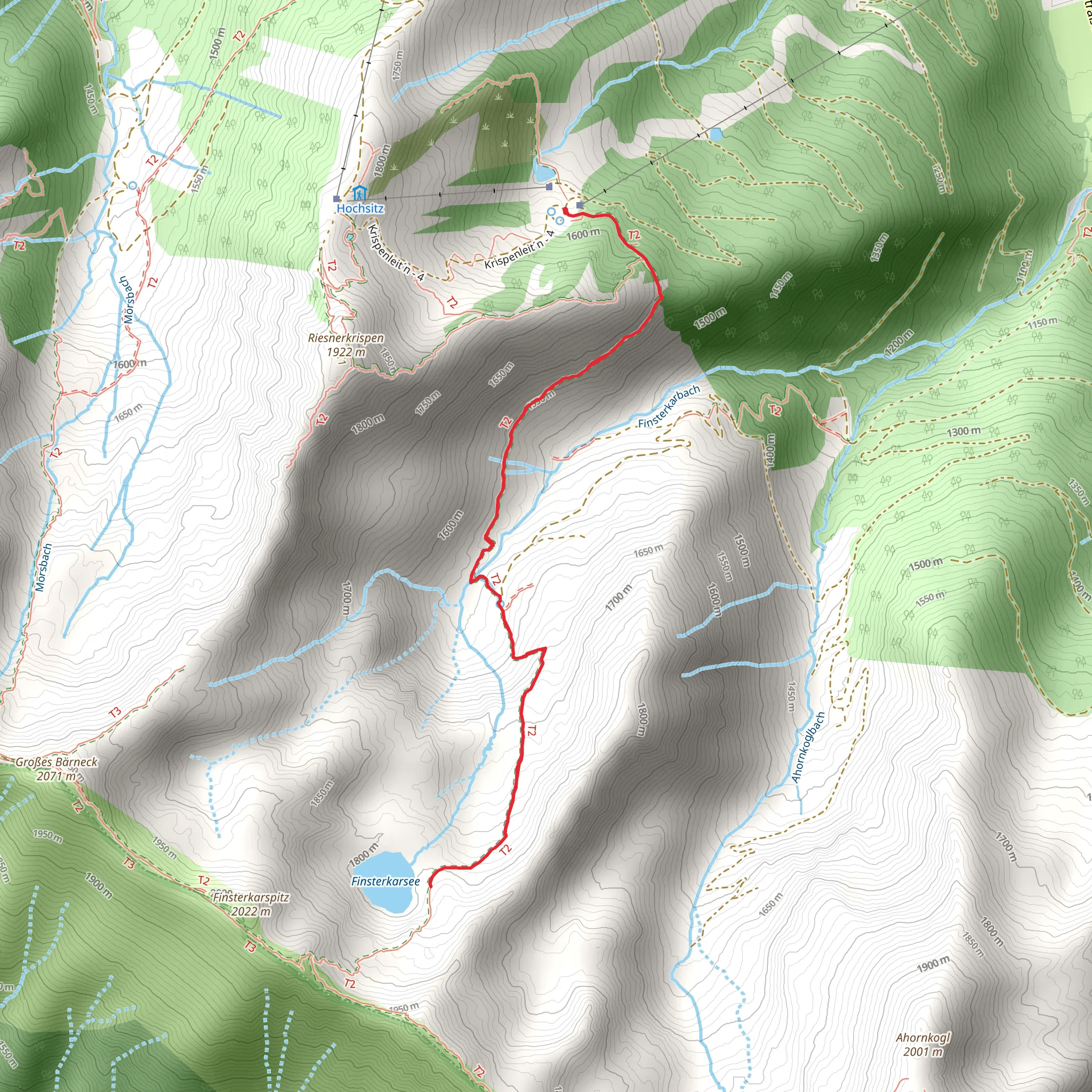 Christerbauer to Finsterkaralm and Finsterkarsee mobile static map
