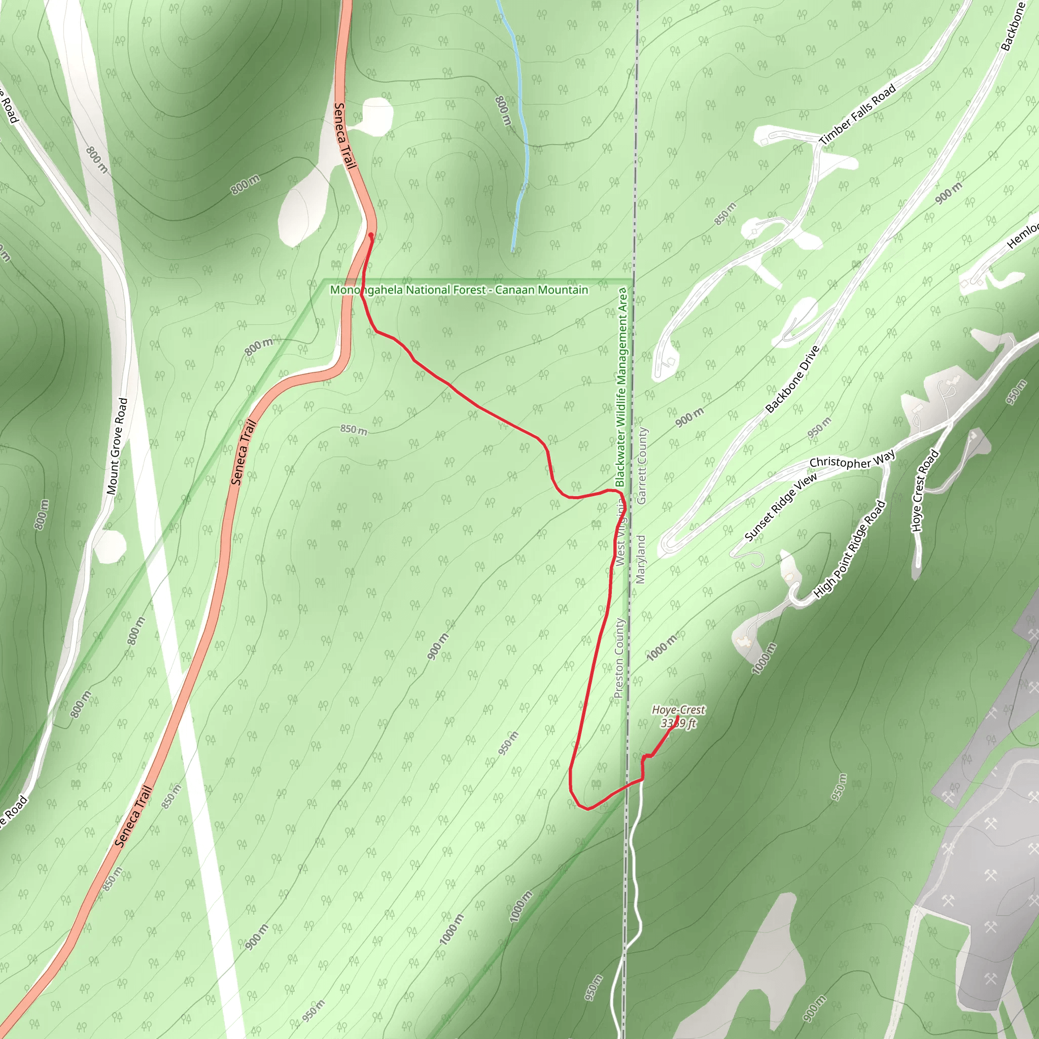 Hoye-Crest Trail mobile static map