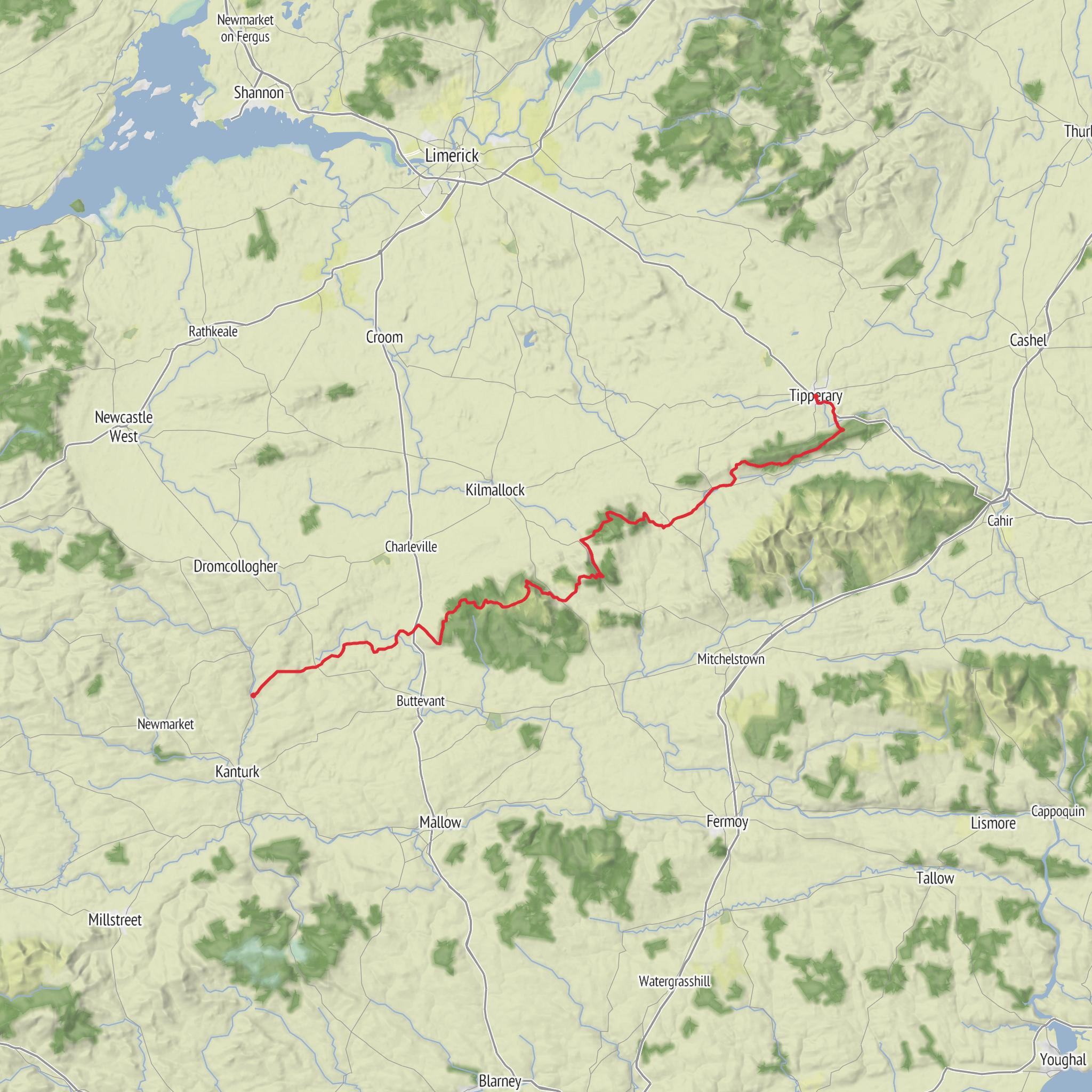 Ballyhoura Way mobile static map