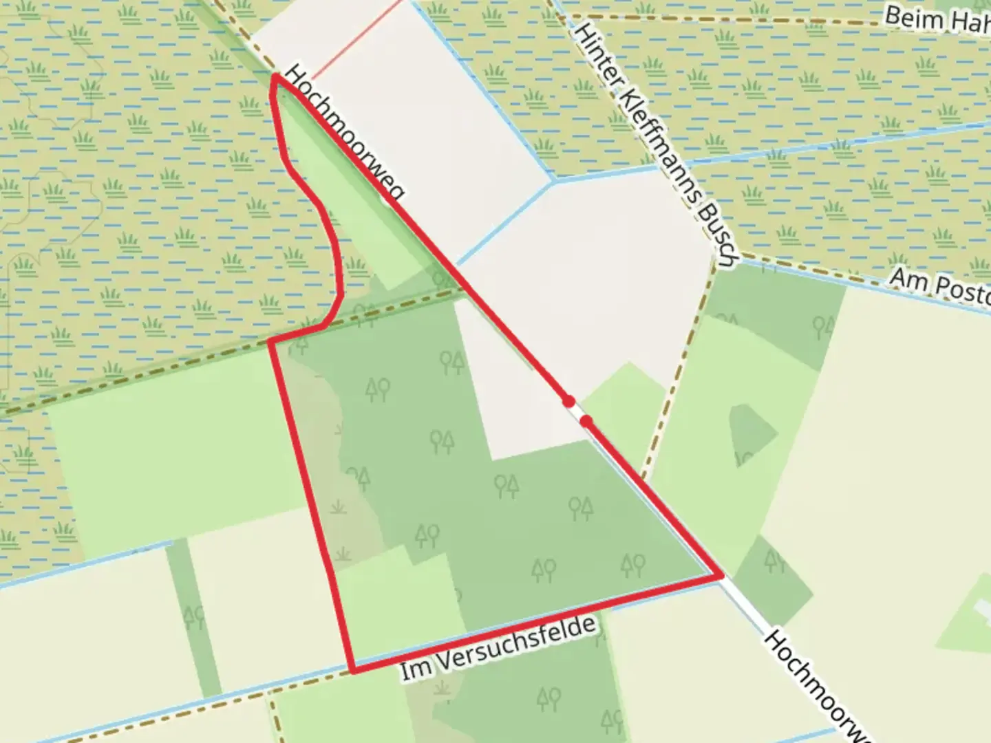 An image depicting the trail Hochmoorweg Loop and its surrounding area.